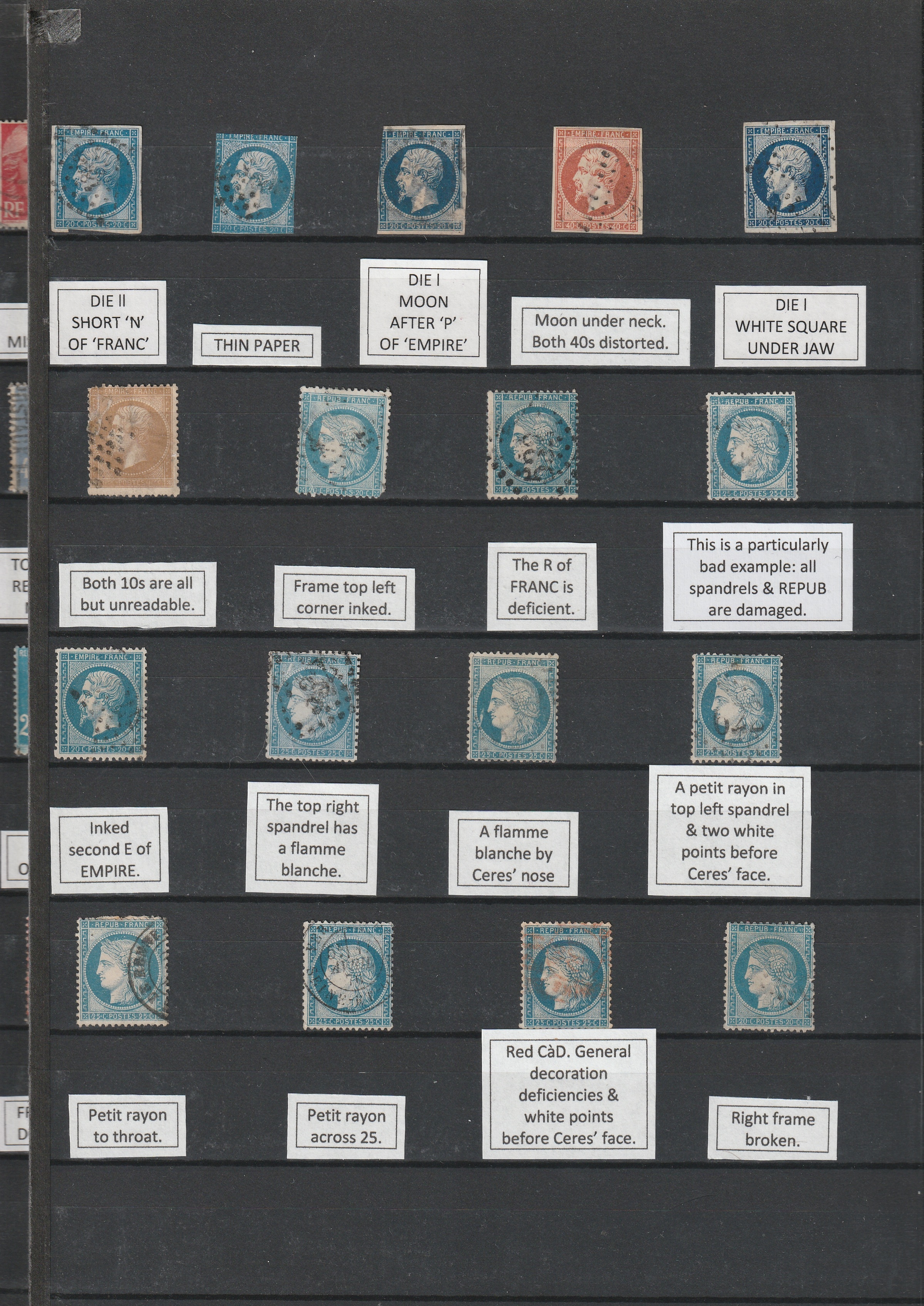a collection of postage stamps on a wall
