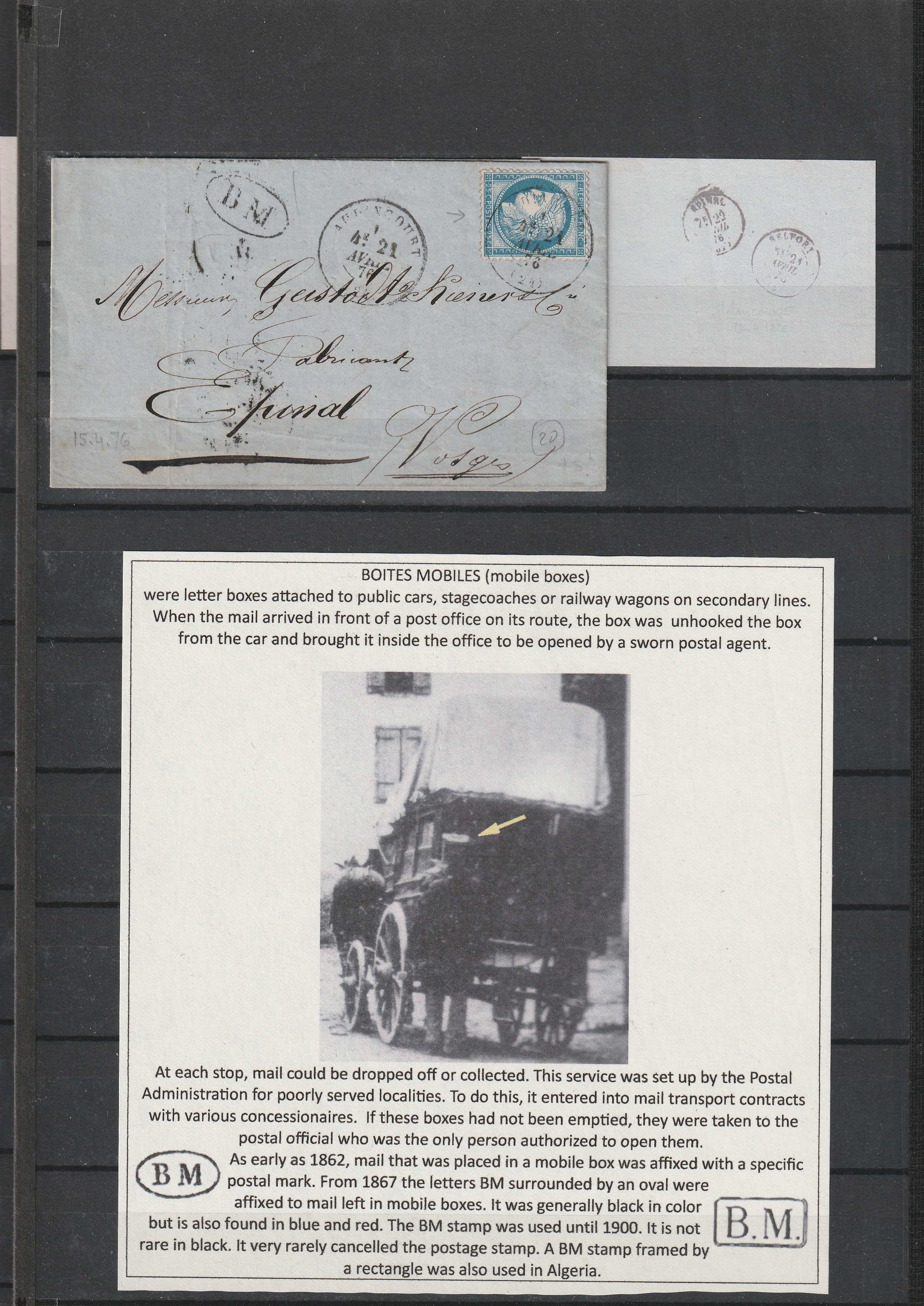 a postcard and envelope with a picture of a car