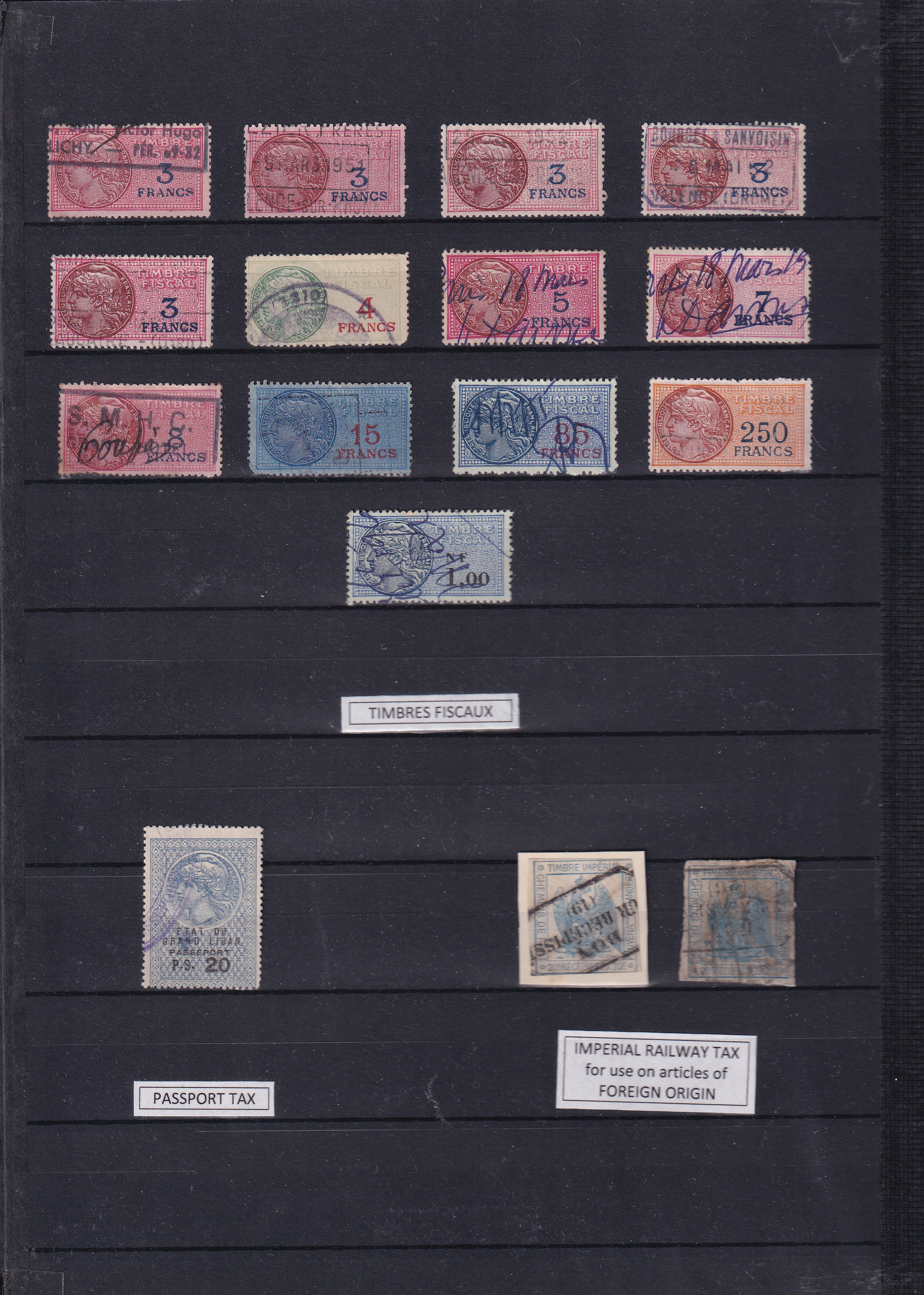 a collection of stamps on a wall