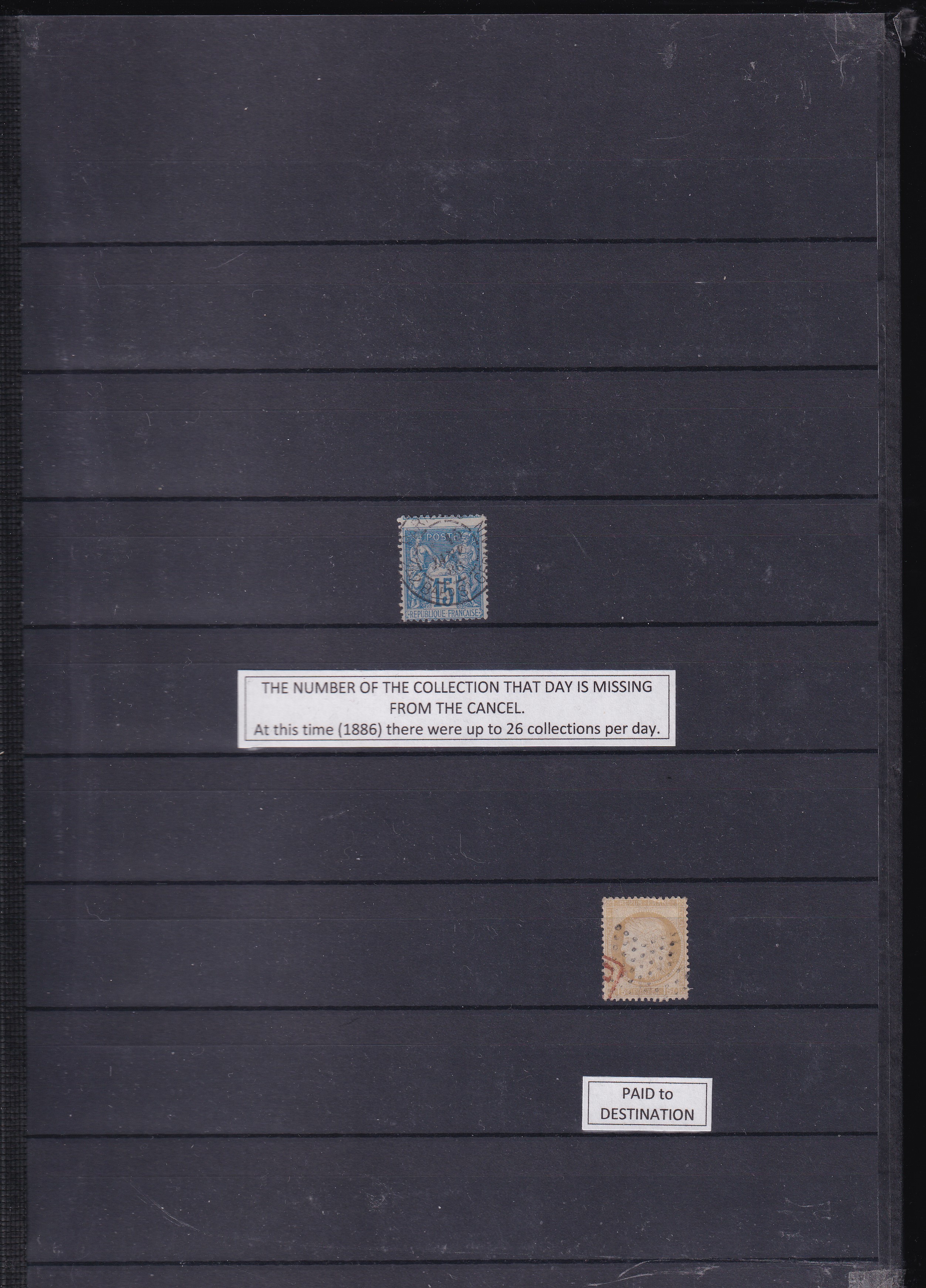 a black book with stamps