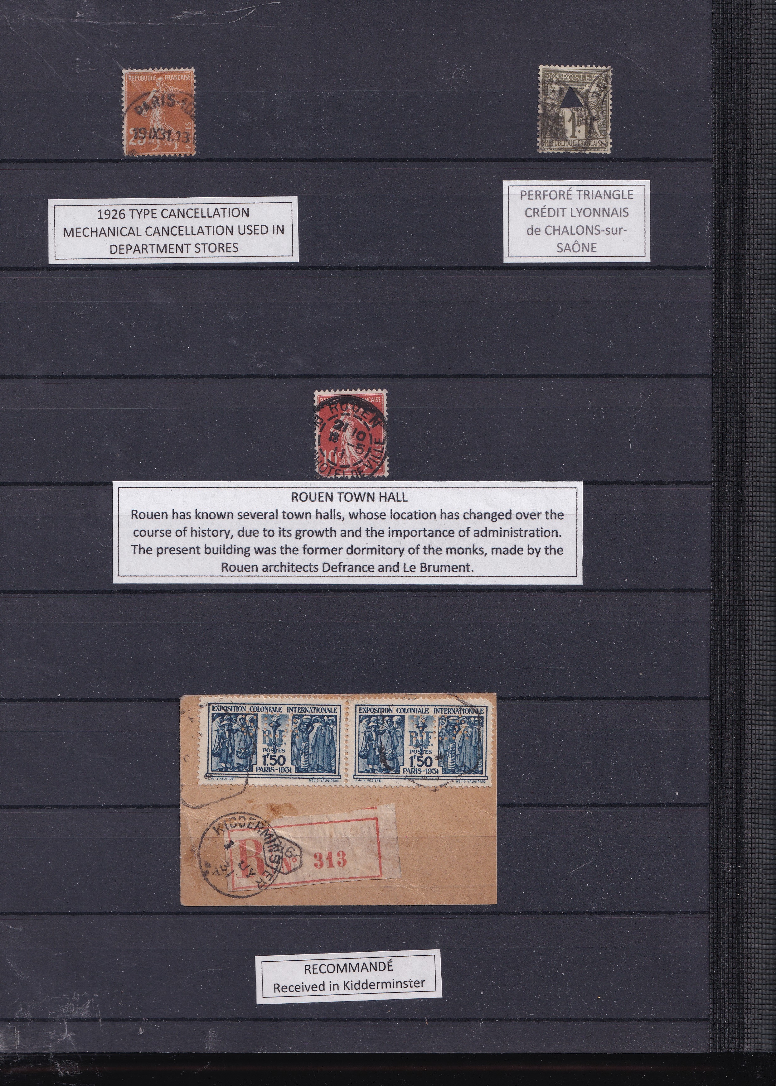 a collection of stamps on a wall