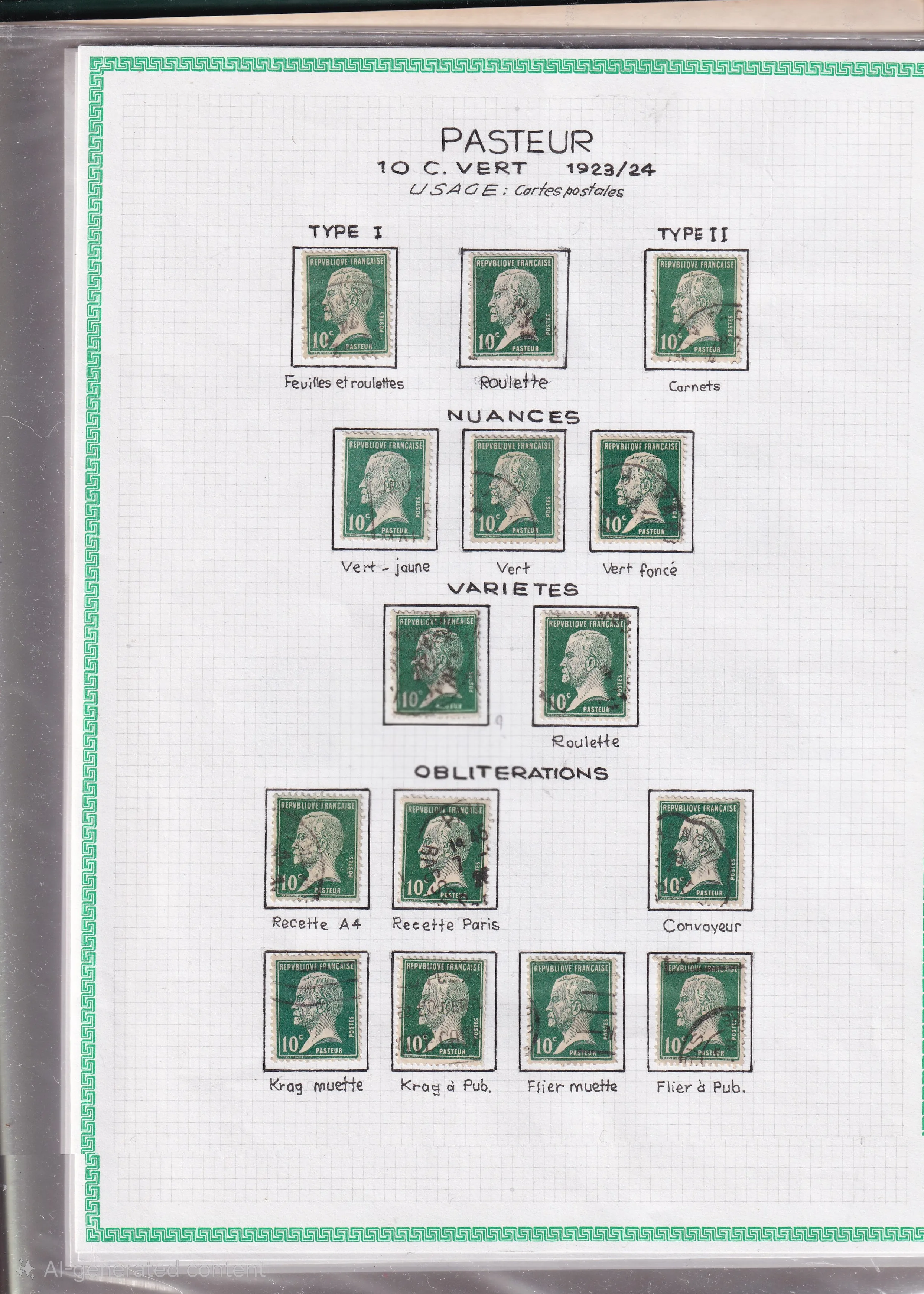 a collection of stamps on a graph paper