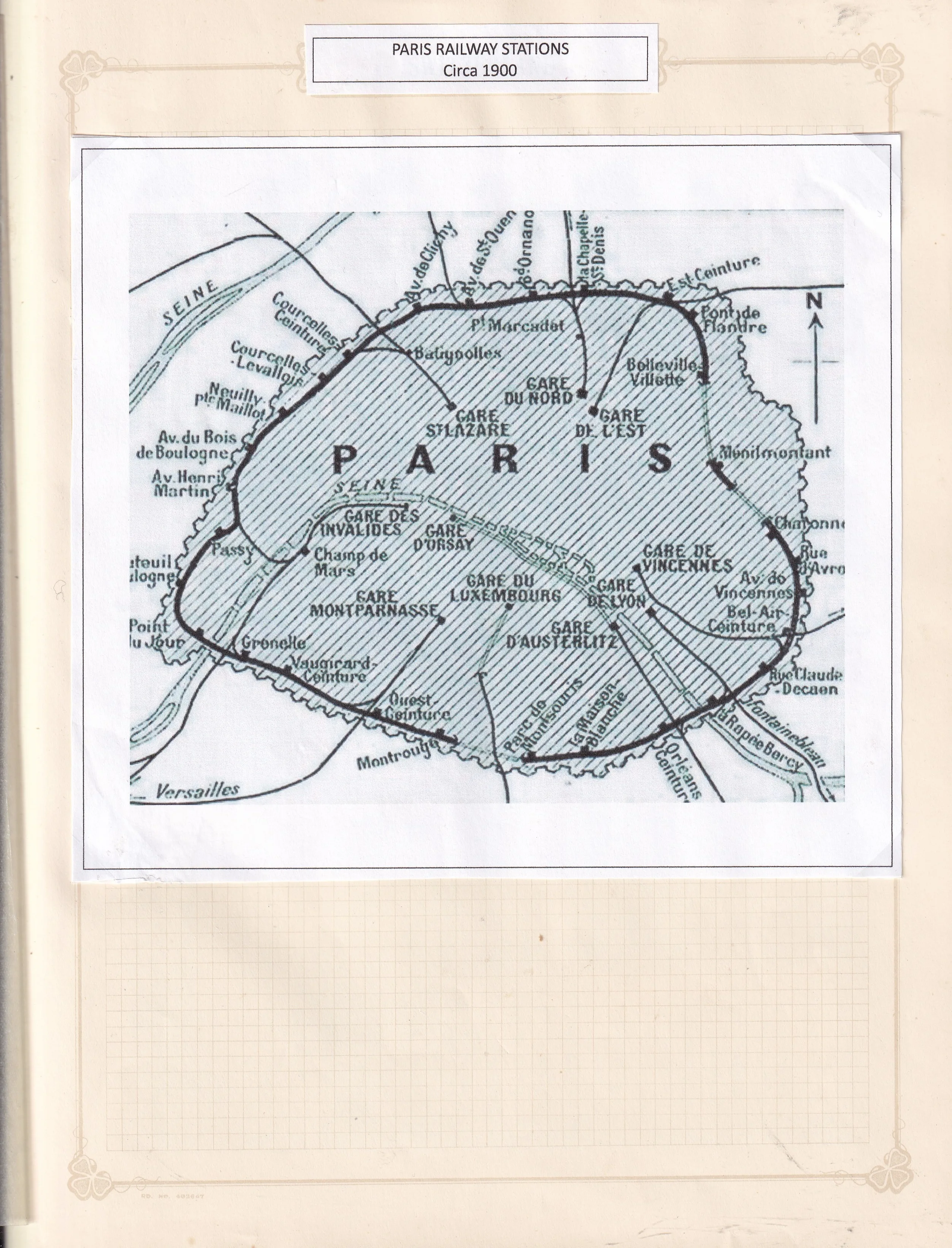 a map of paris with black text