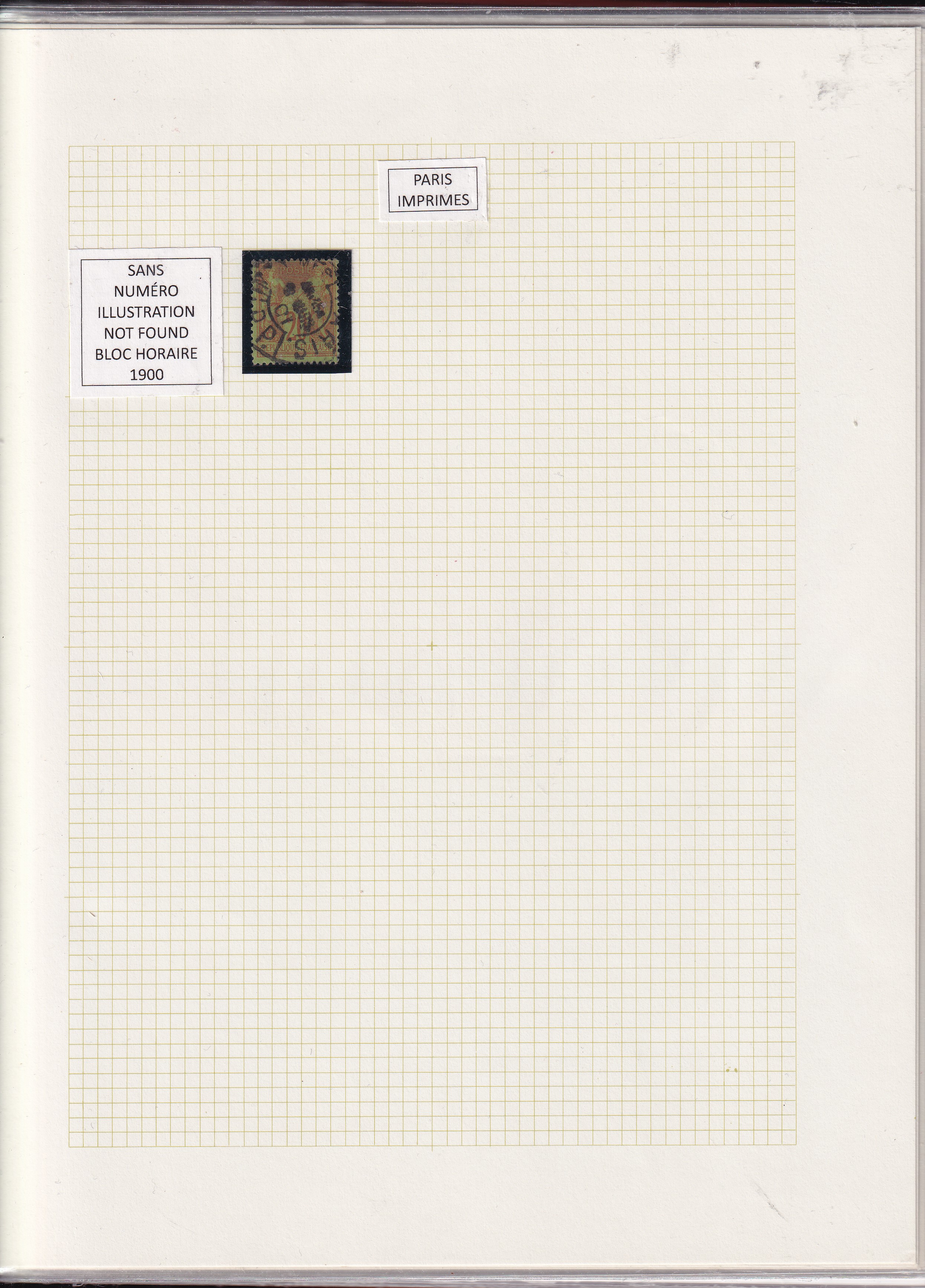 a sheet of paper with a square pattern and two stamps