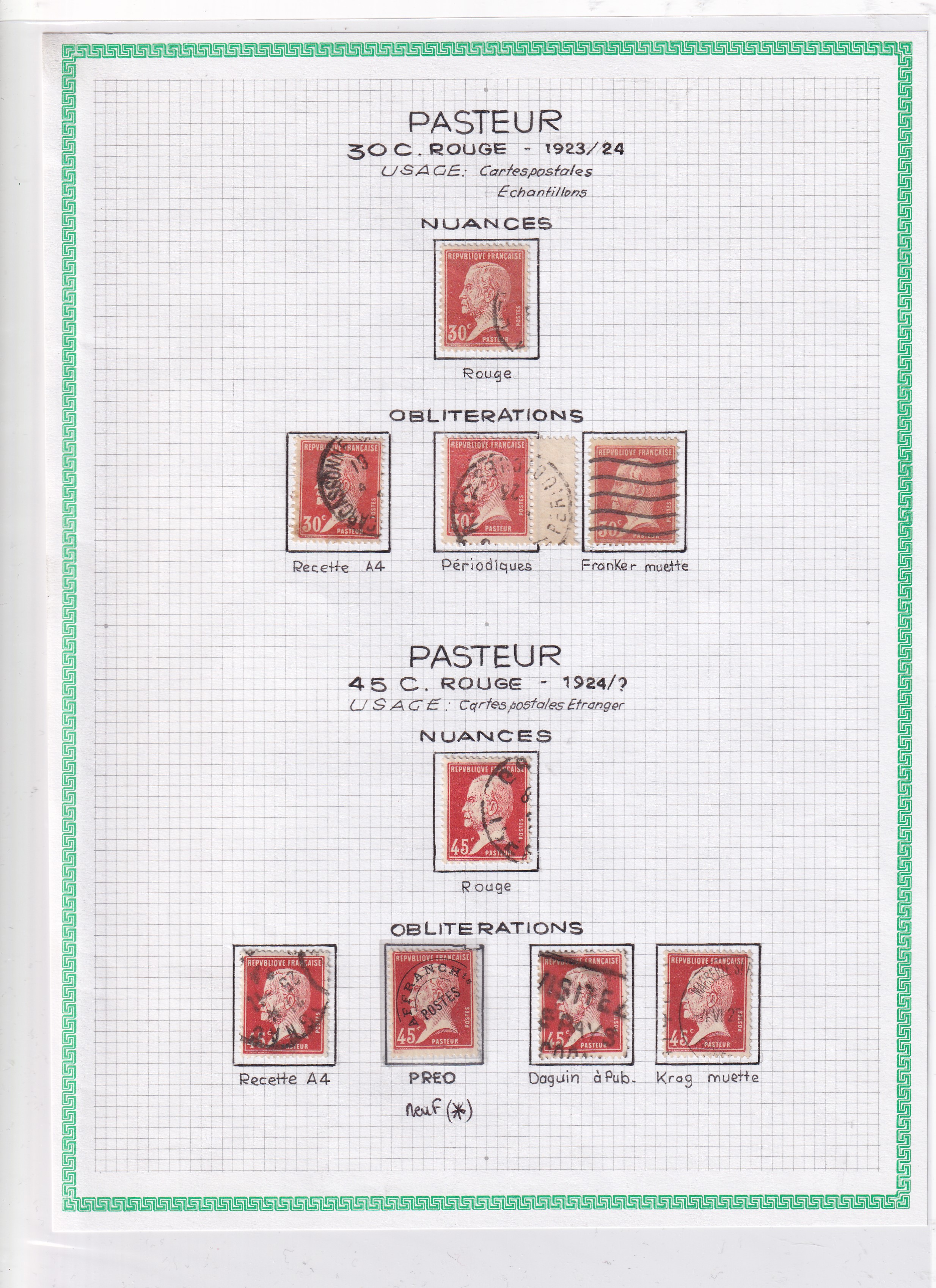 a sheet of paper with stamps