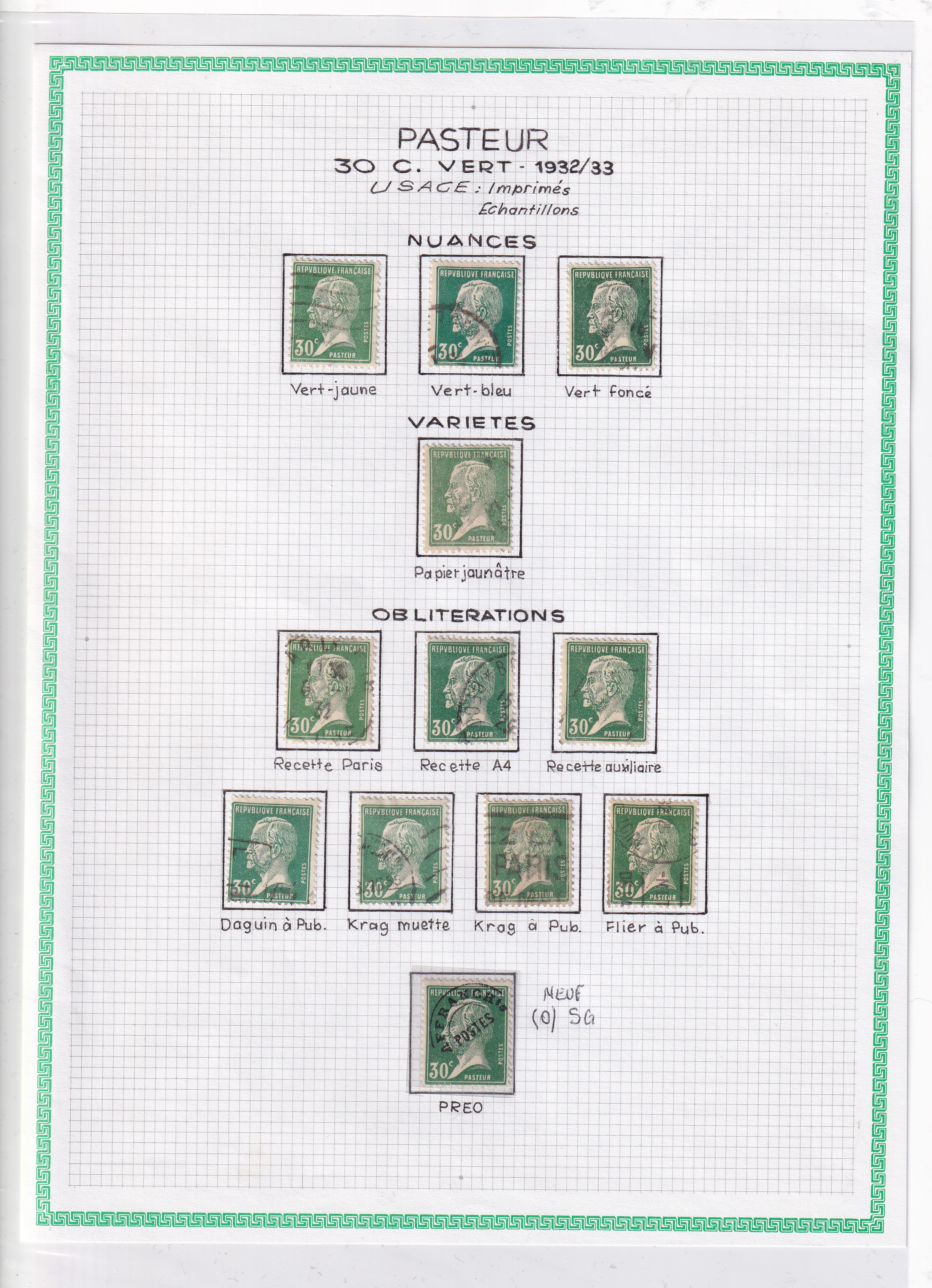 a sheet of paper with stamps