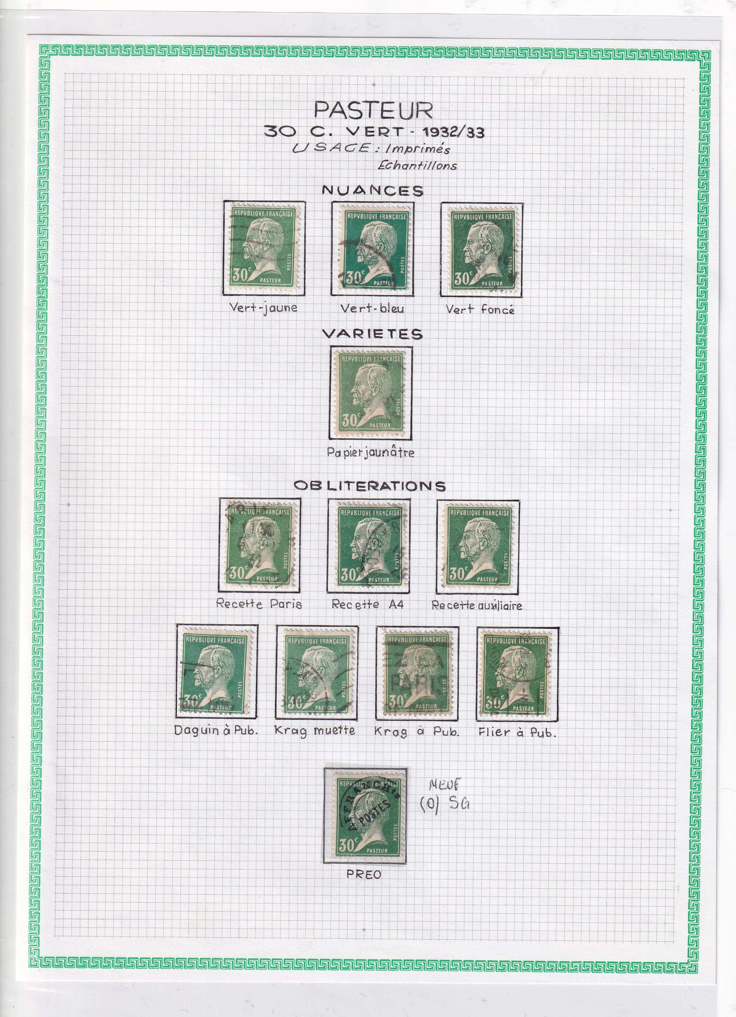 a sheet of paper with stamps