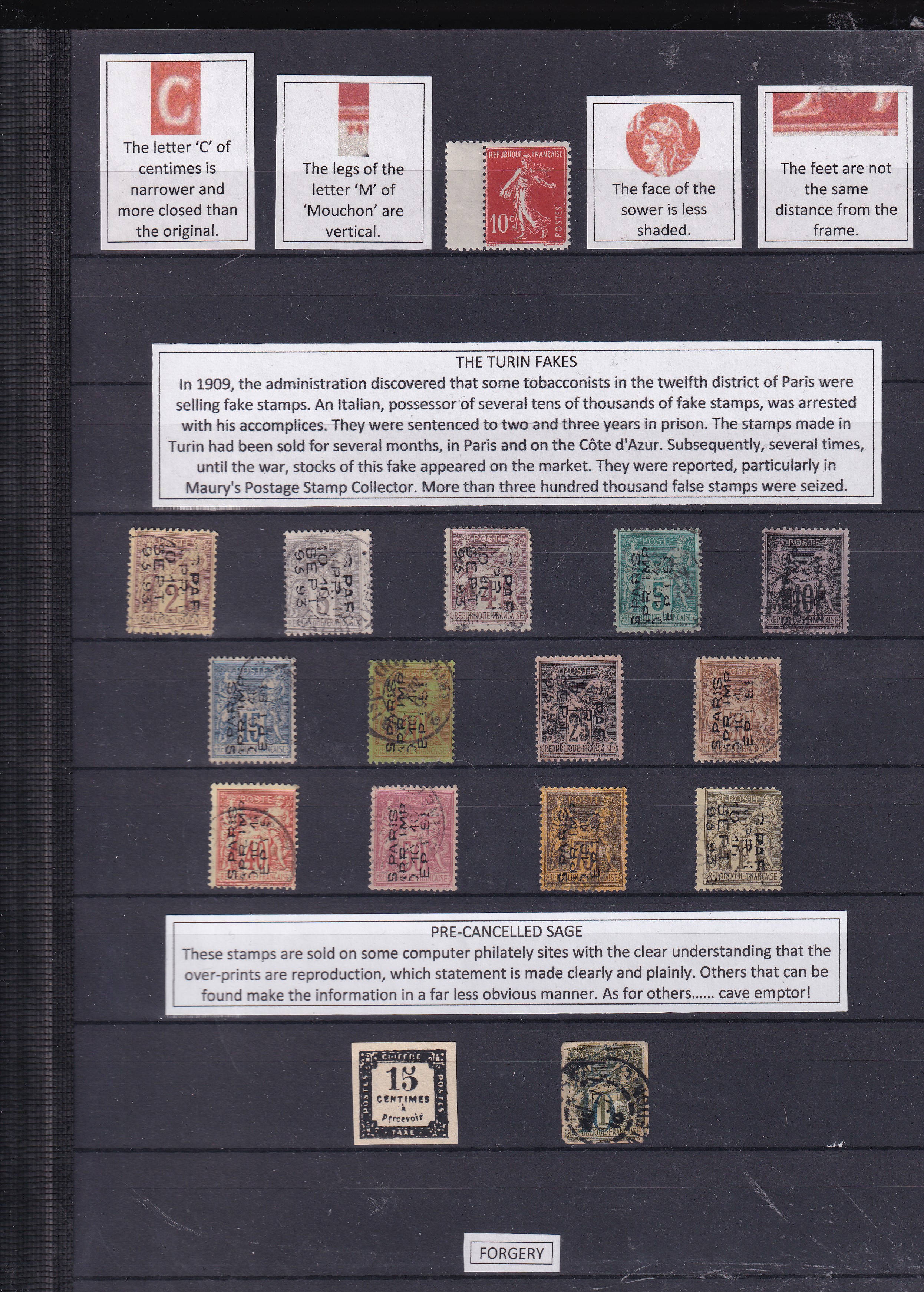 a collection of postage stamps on a black background