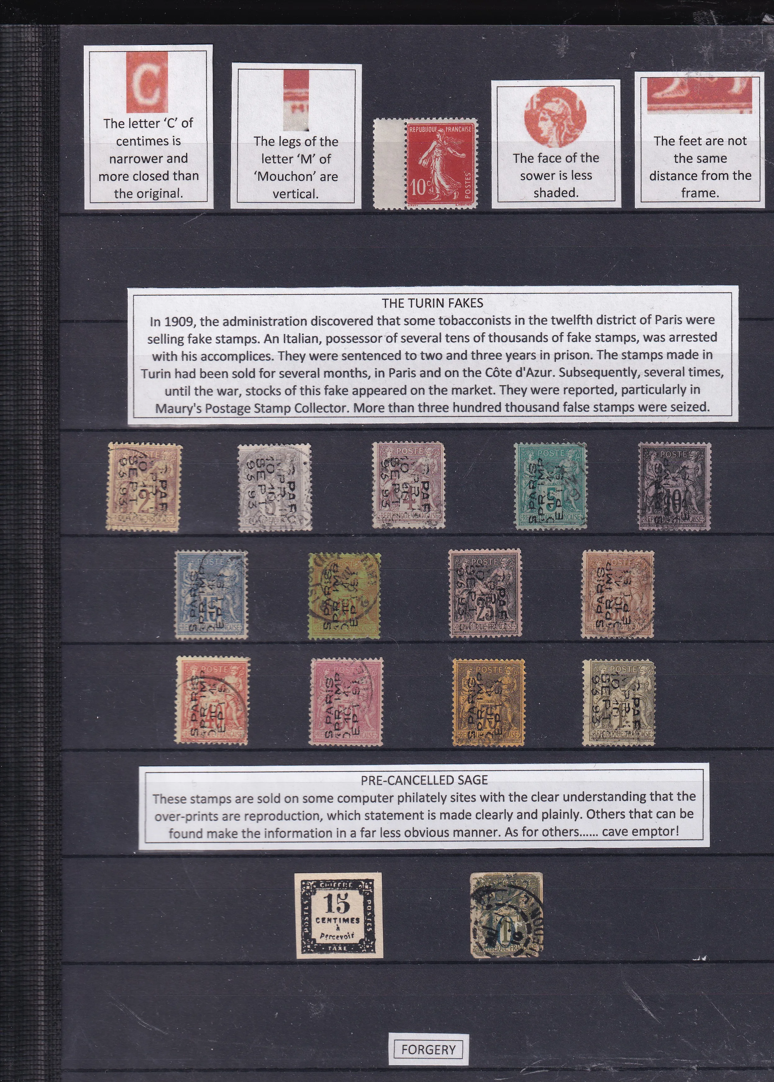 a collection of postage stamps on a black background