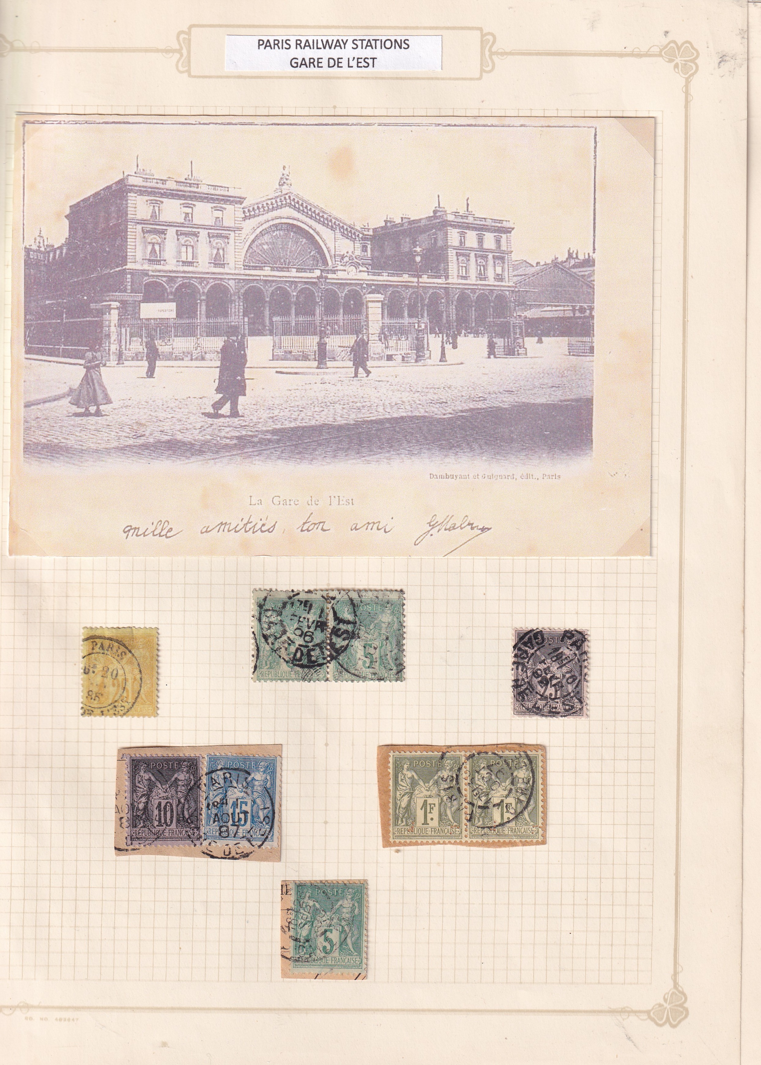 a collection of stamps on a graph paper