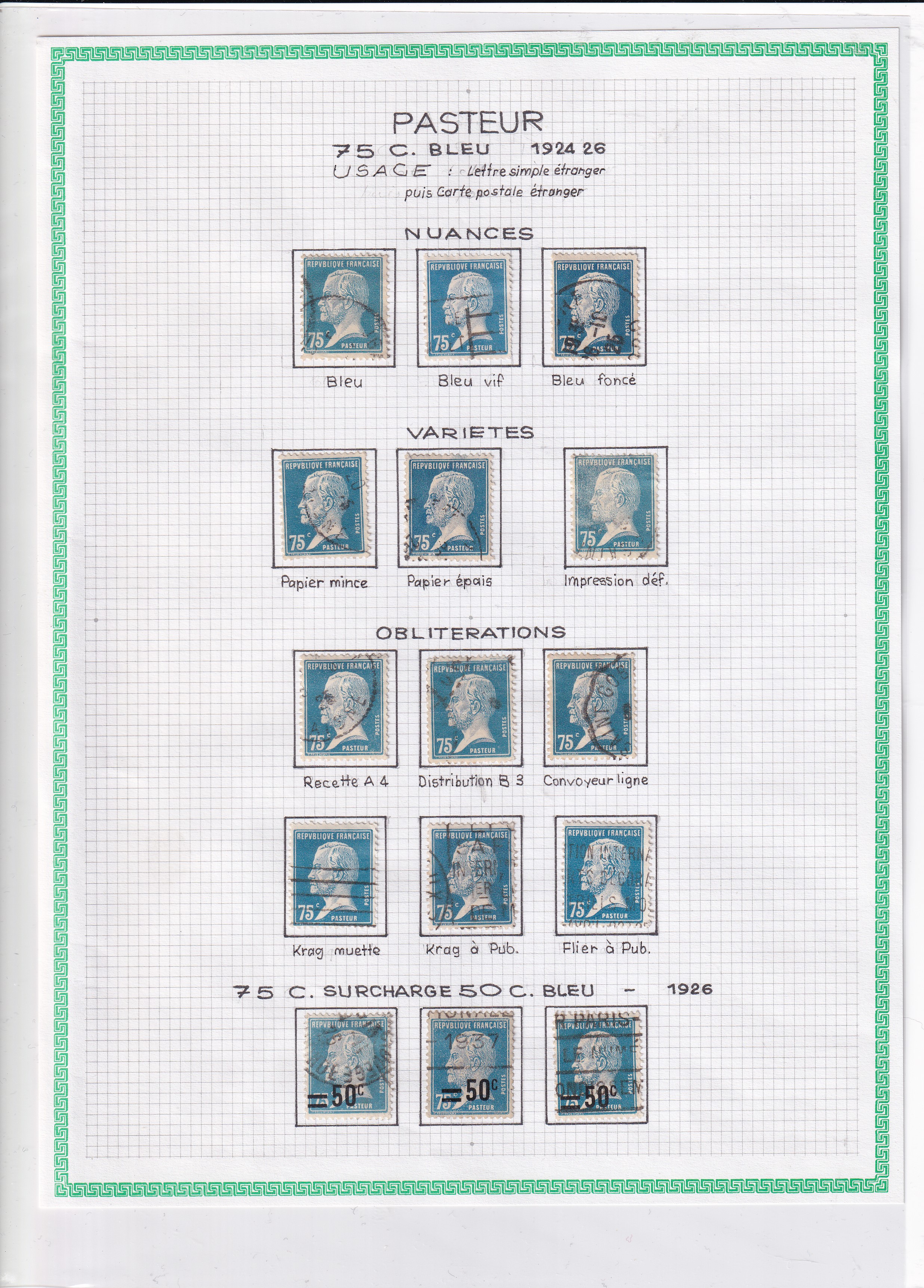 a collection of stamps on a graph paper