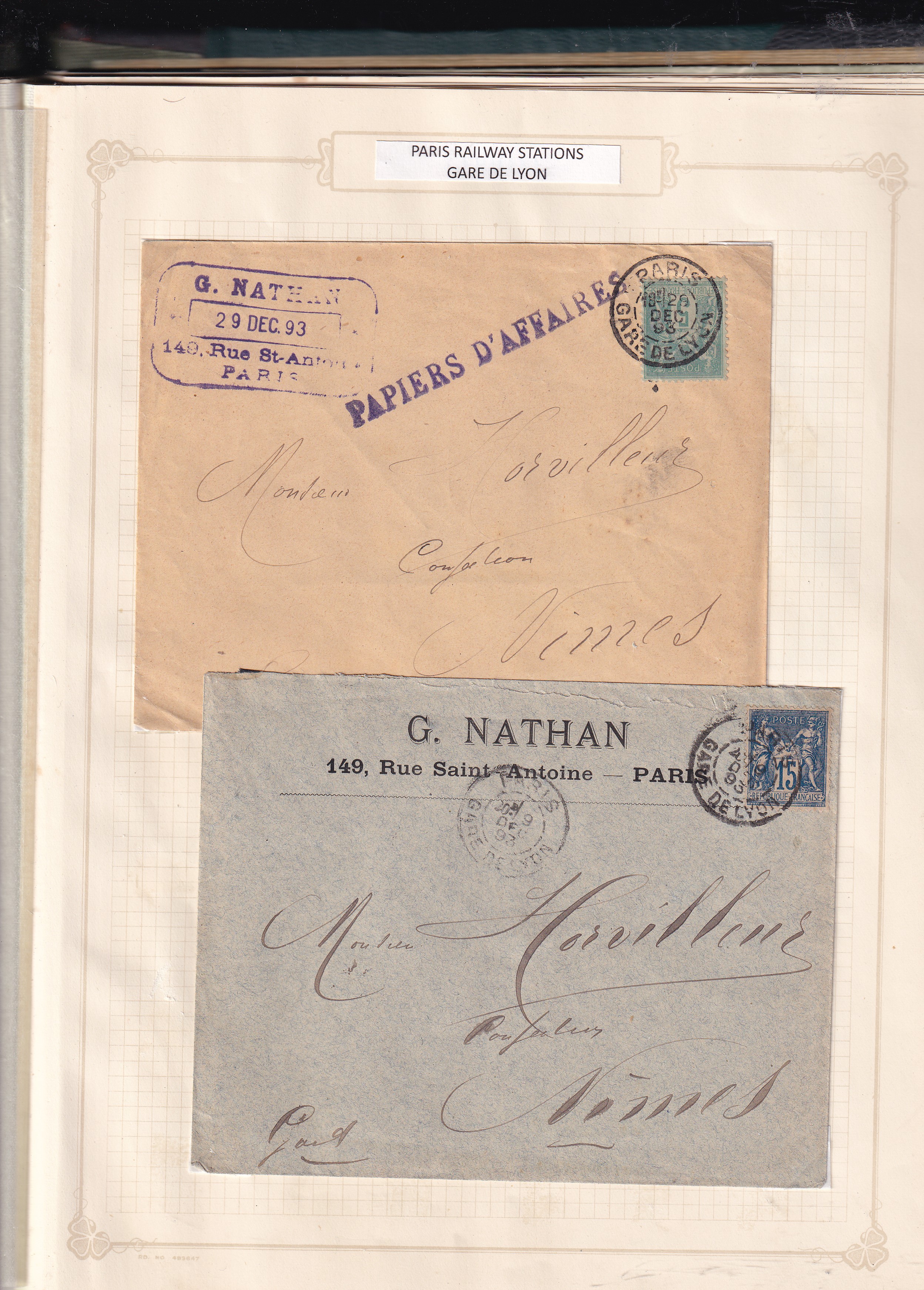 a pair of envelopes with writing on them