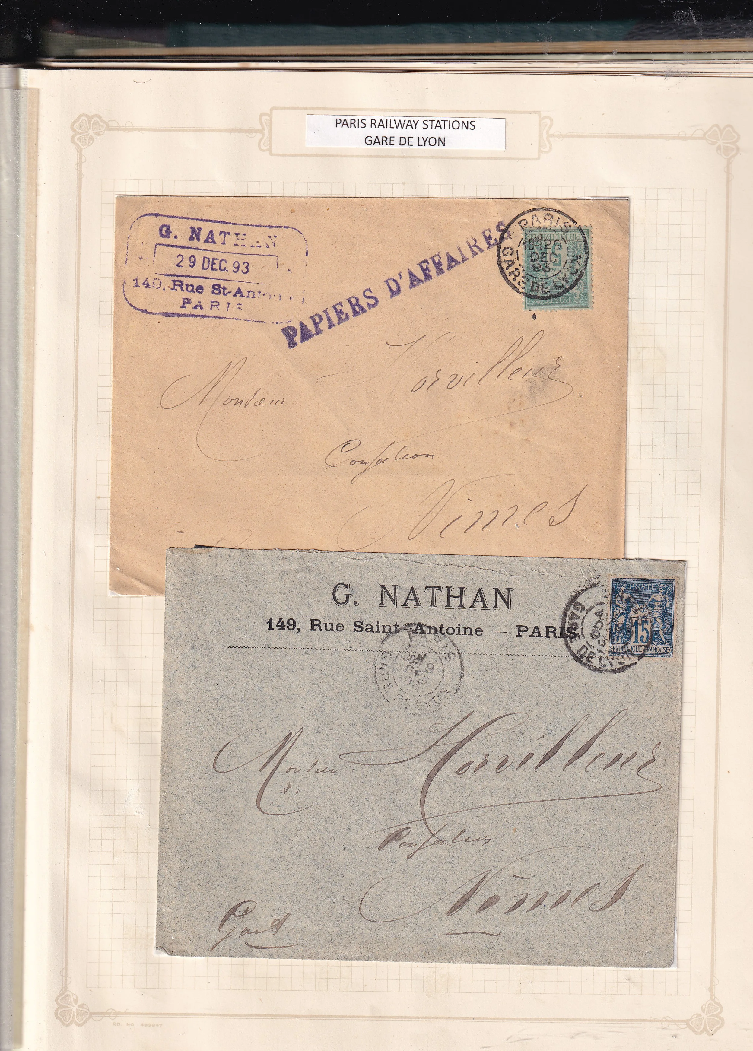 a pair of envelopes with writing on them