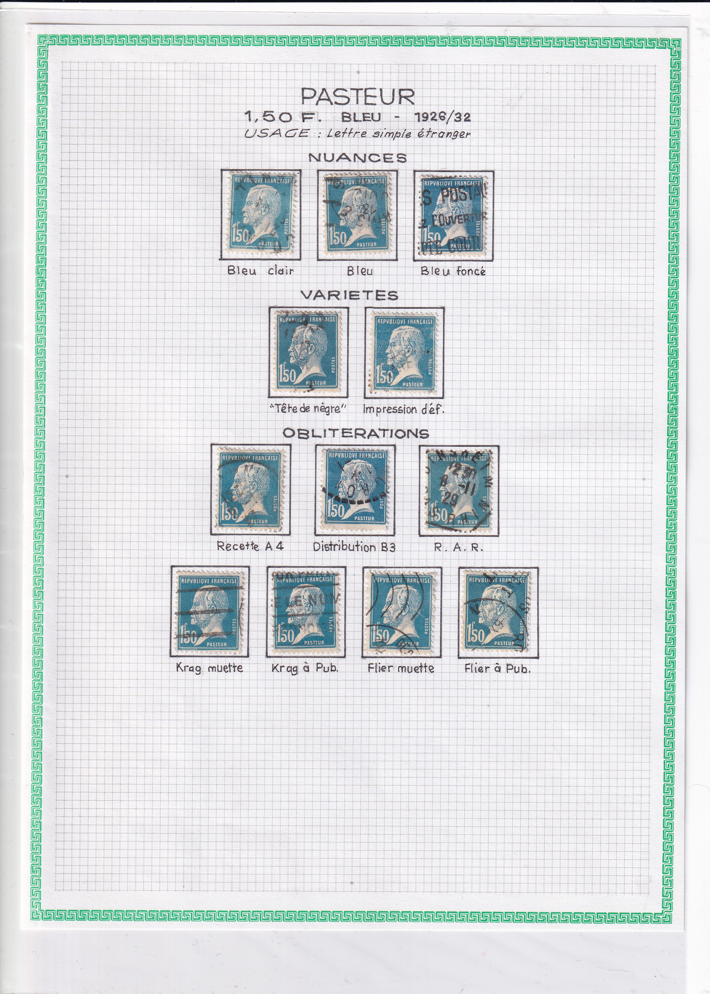 a graph paper with stamps on it