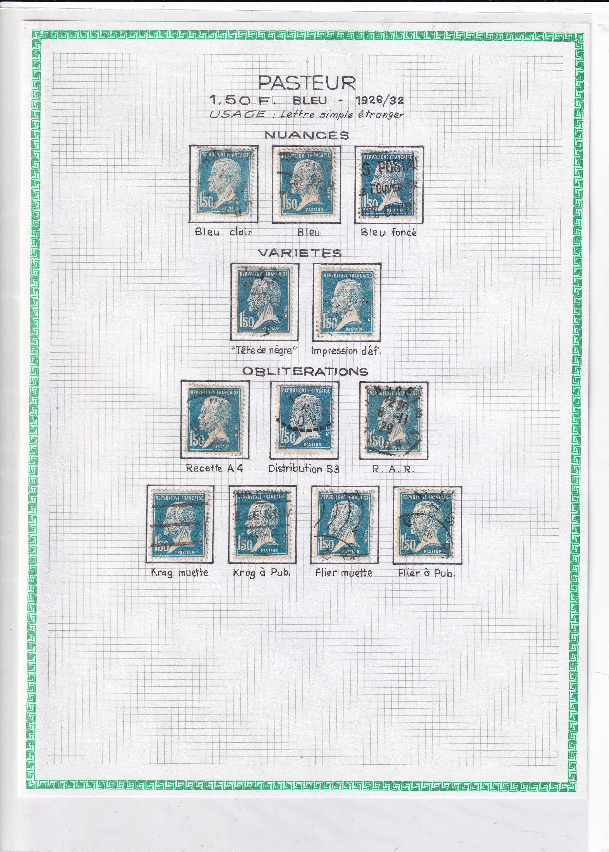 a graph paper with stamps on it