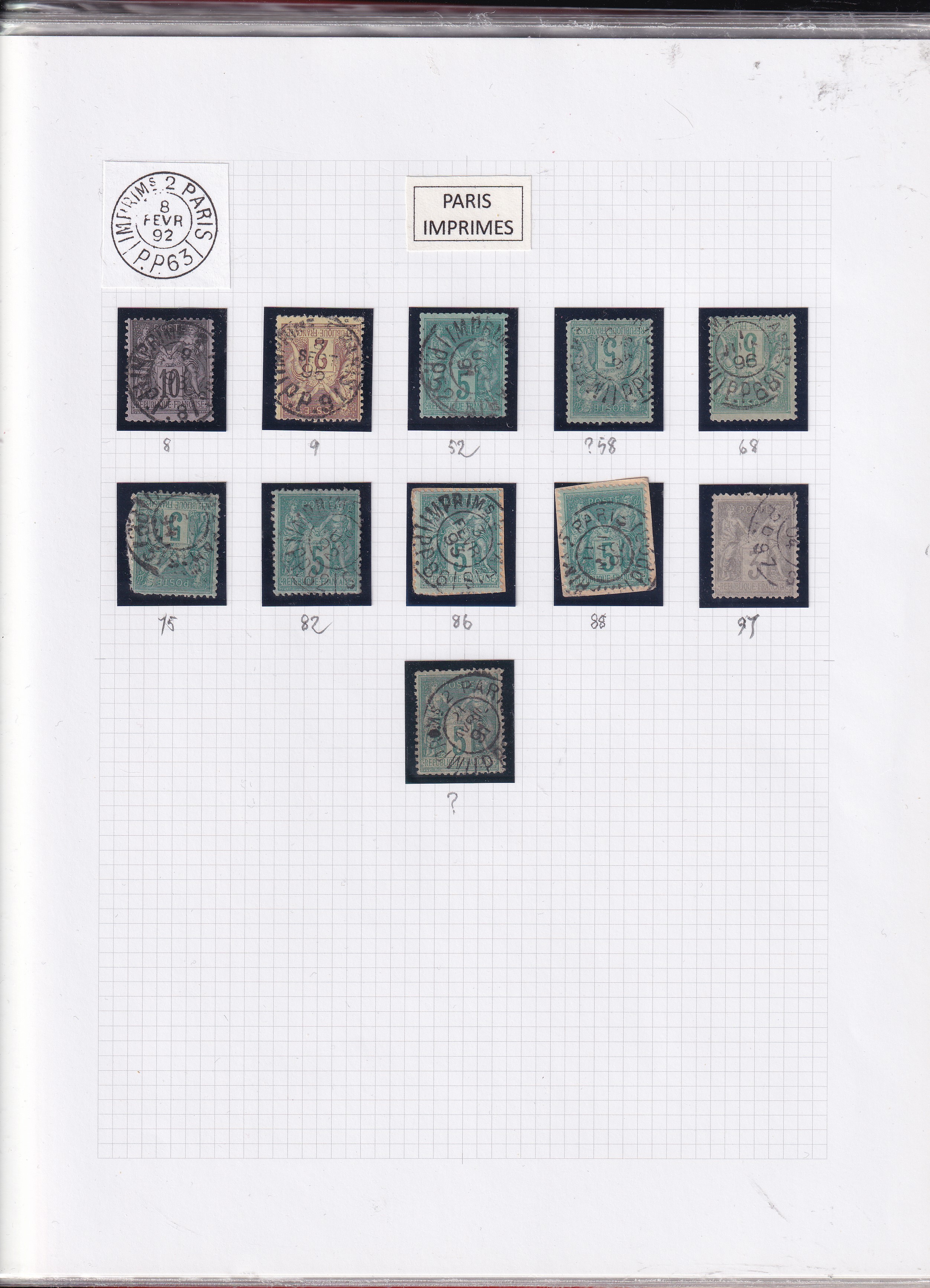 a collection of stamps on a graph paper