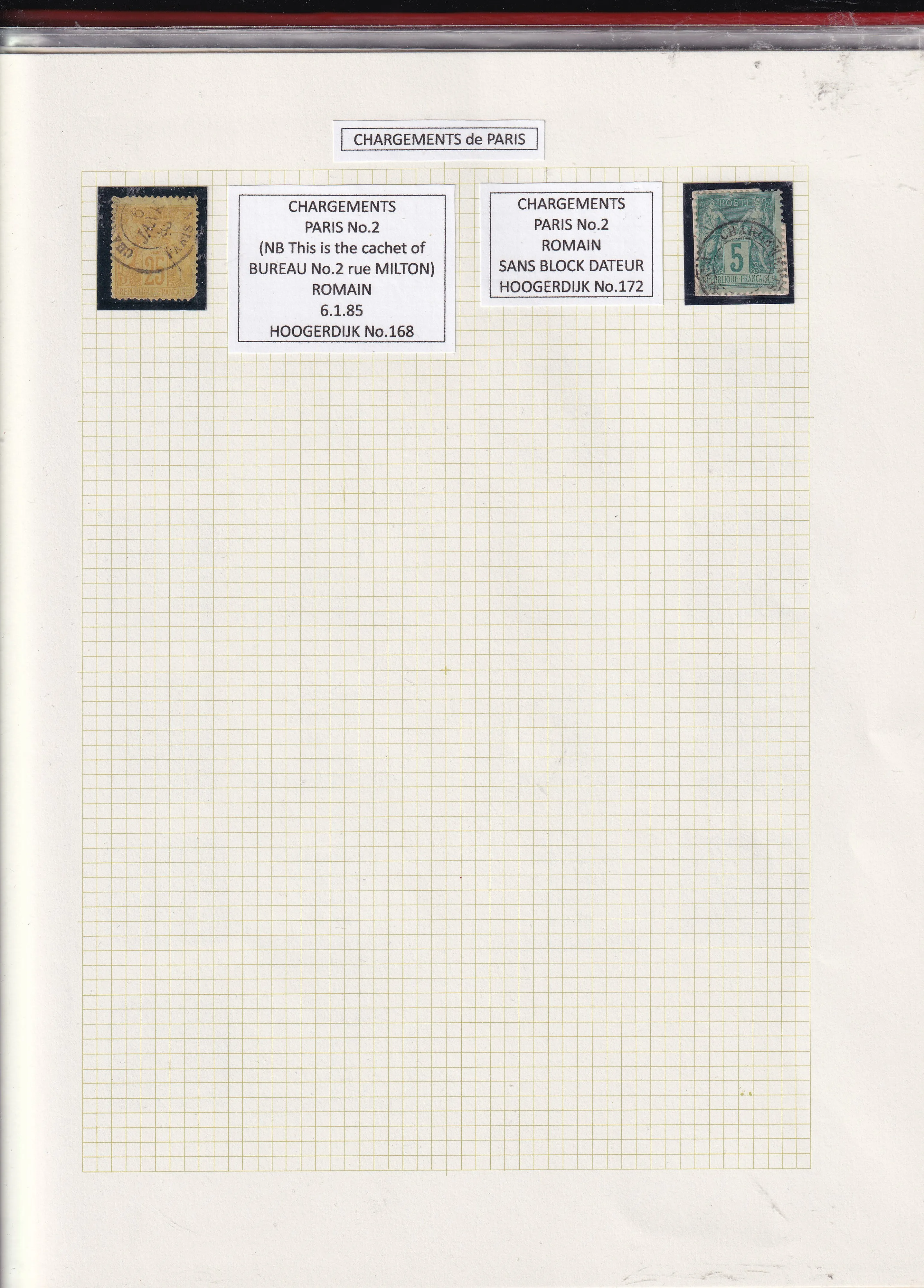 a graph paper with stamps on it