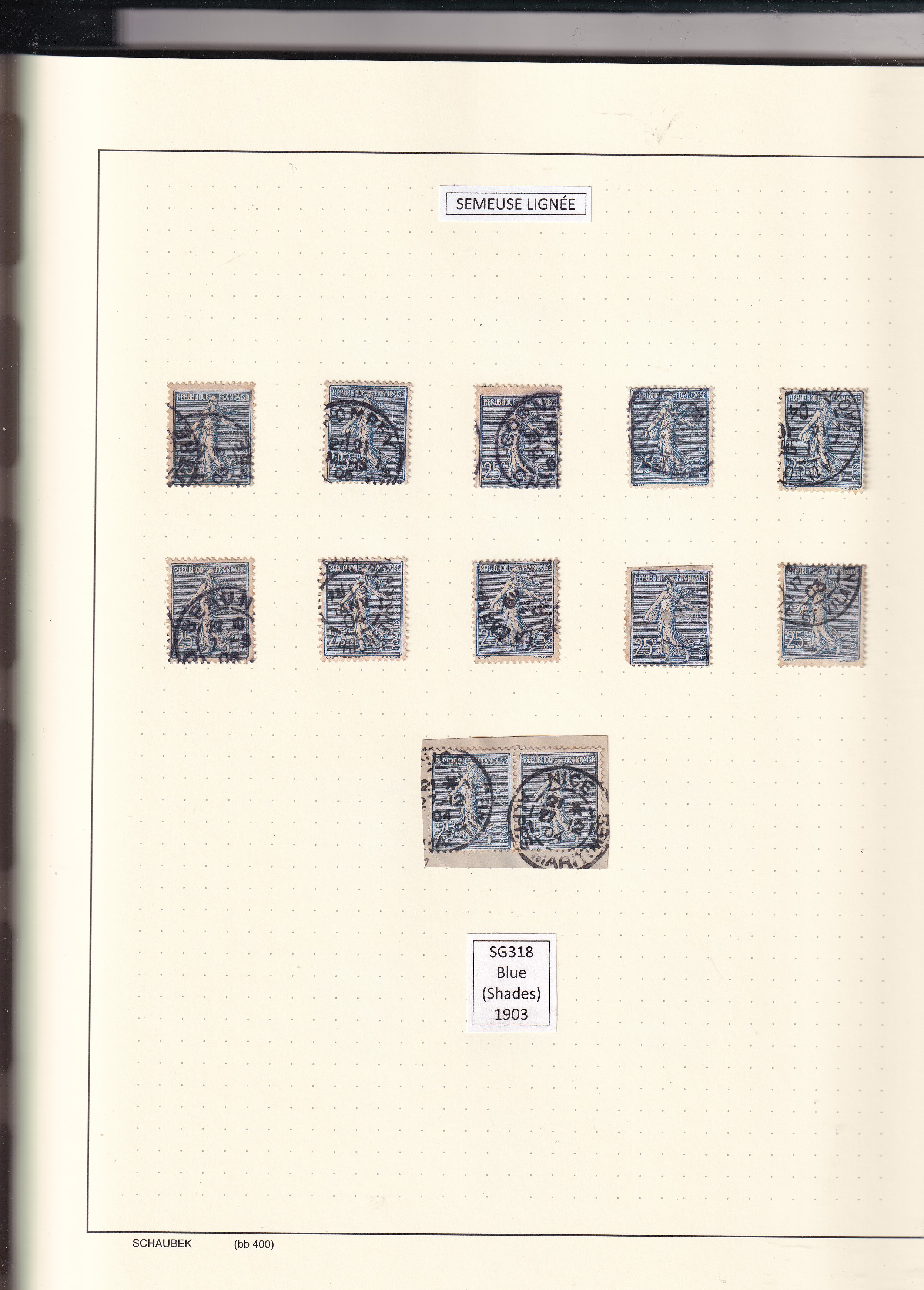 a collection of stamps in a book