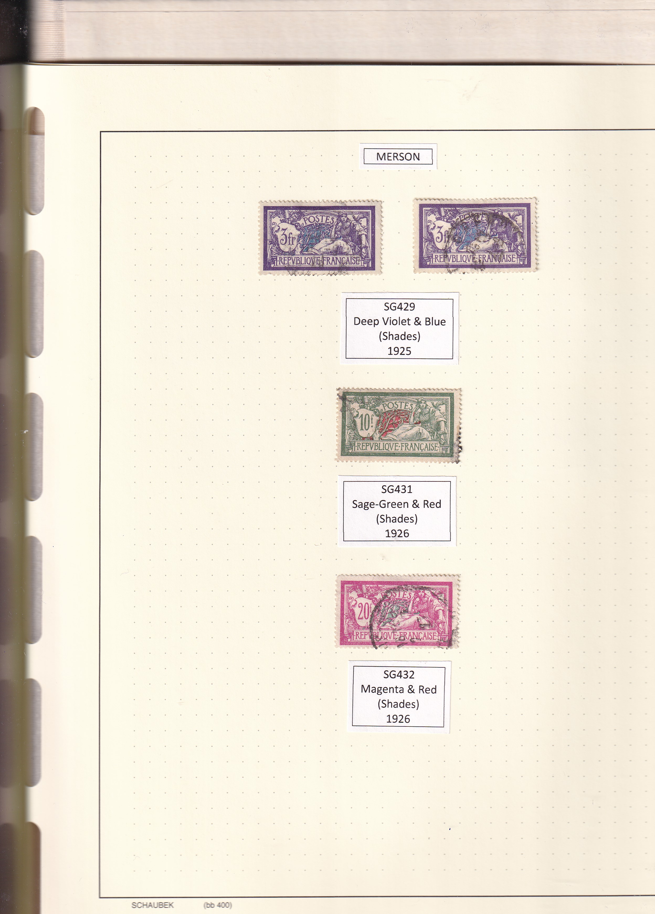 a collection of stamps in a notebook