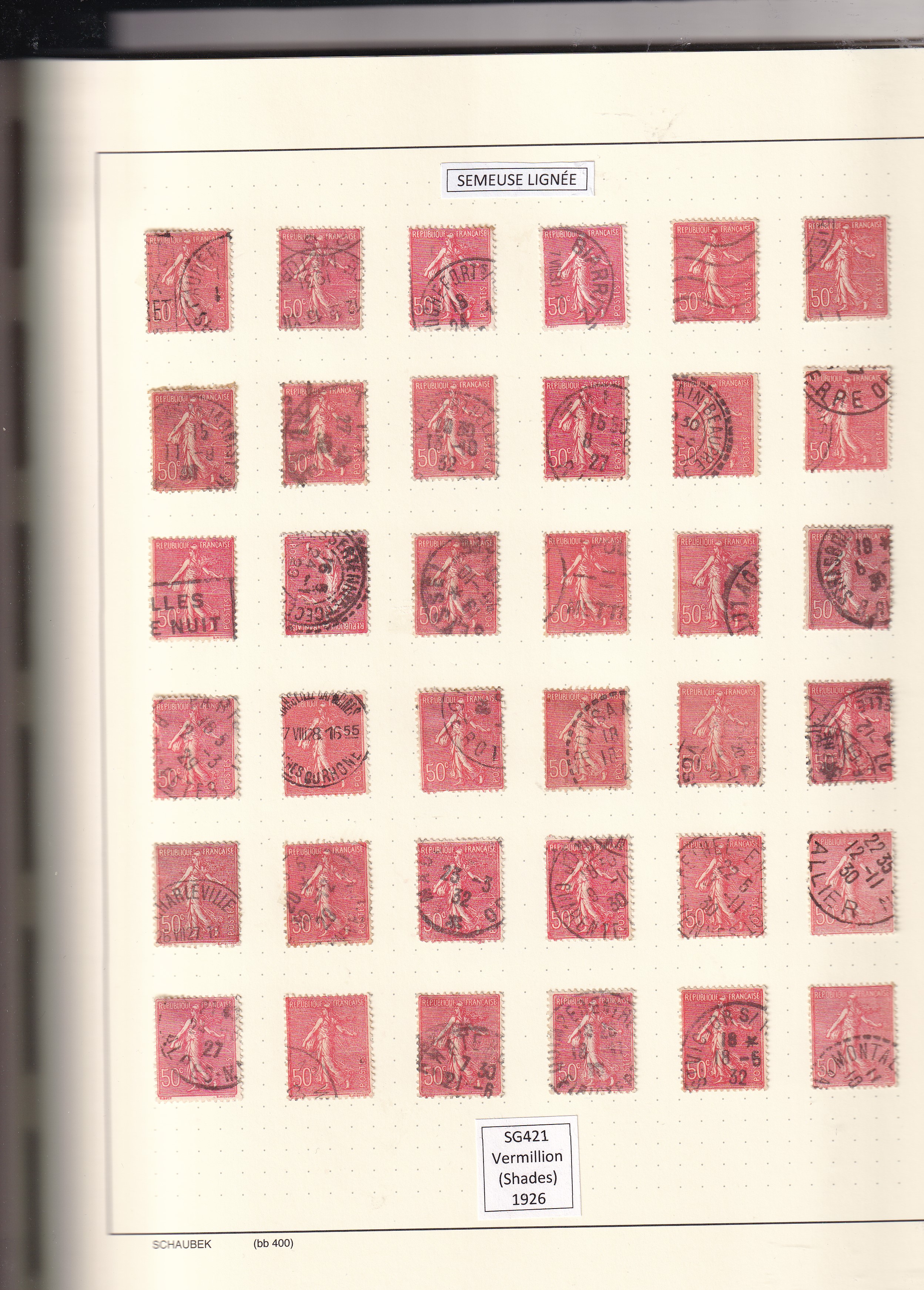 a collection of stamps in a book