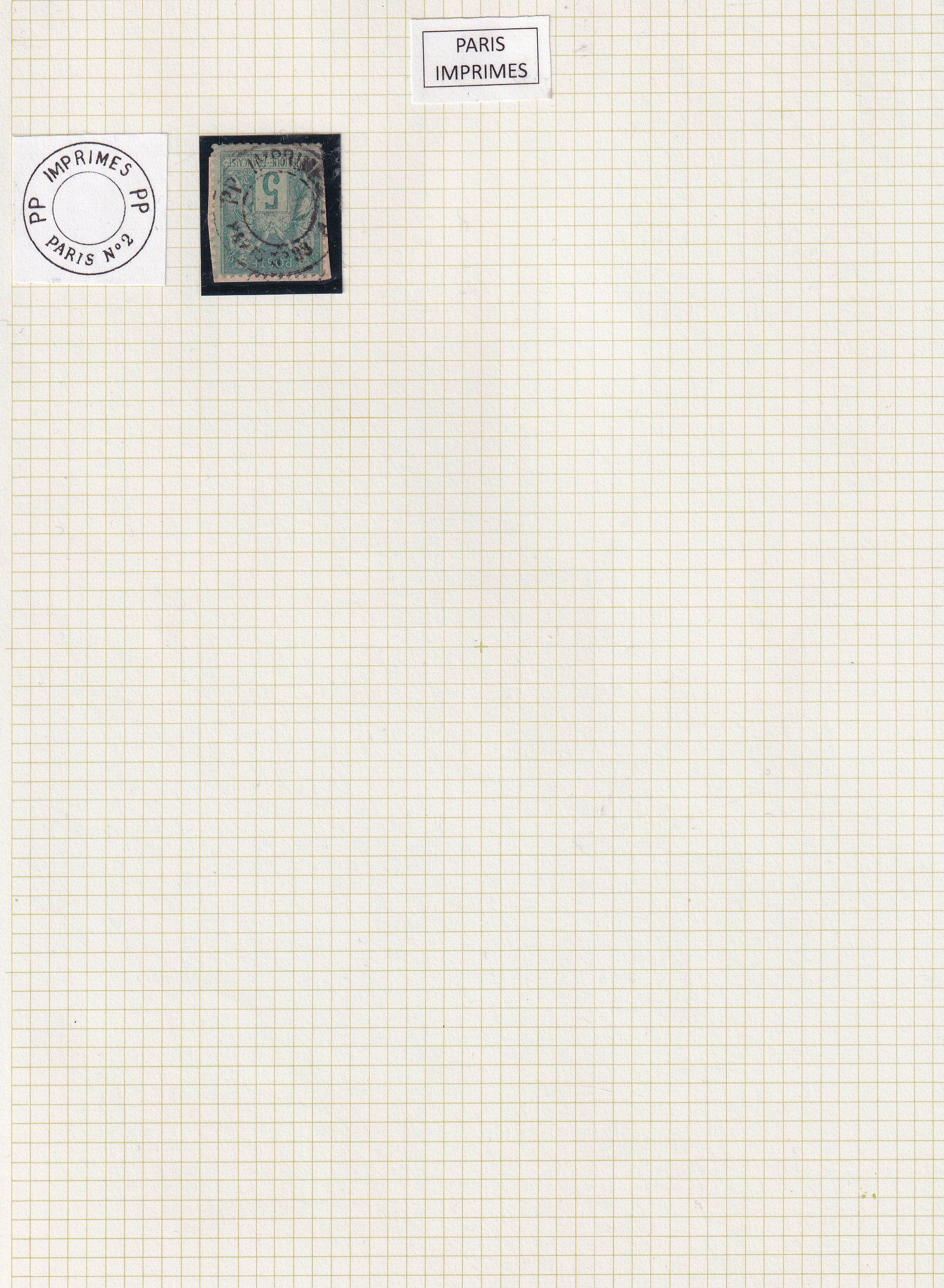a sheet of graph paper with a stamp on it