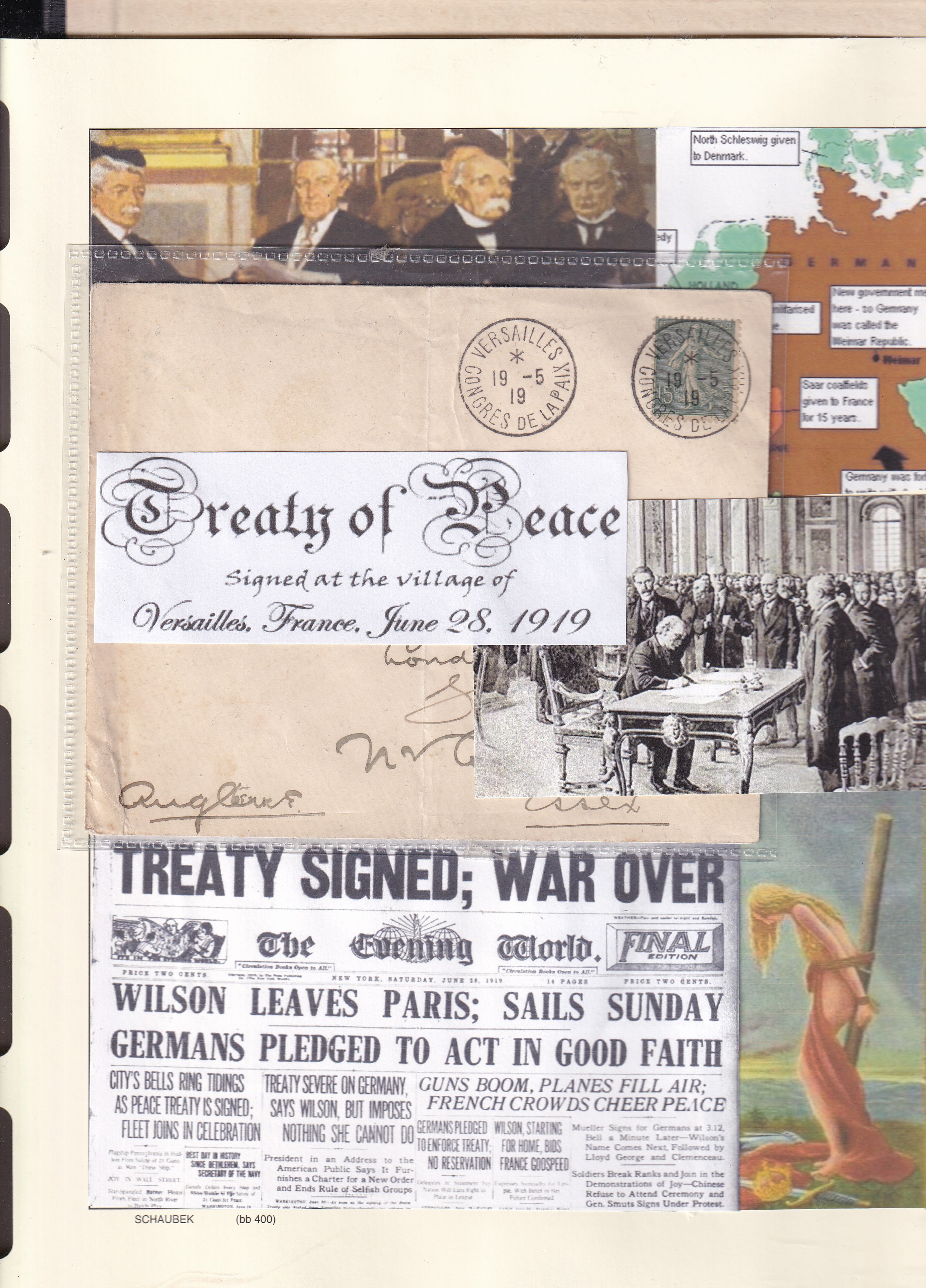 a collection of papers and stamps