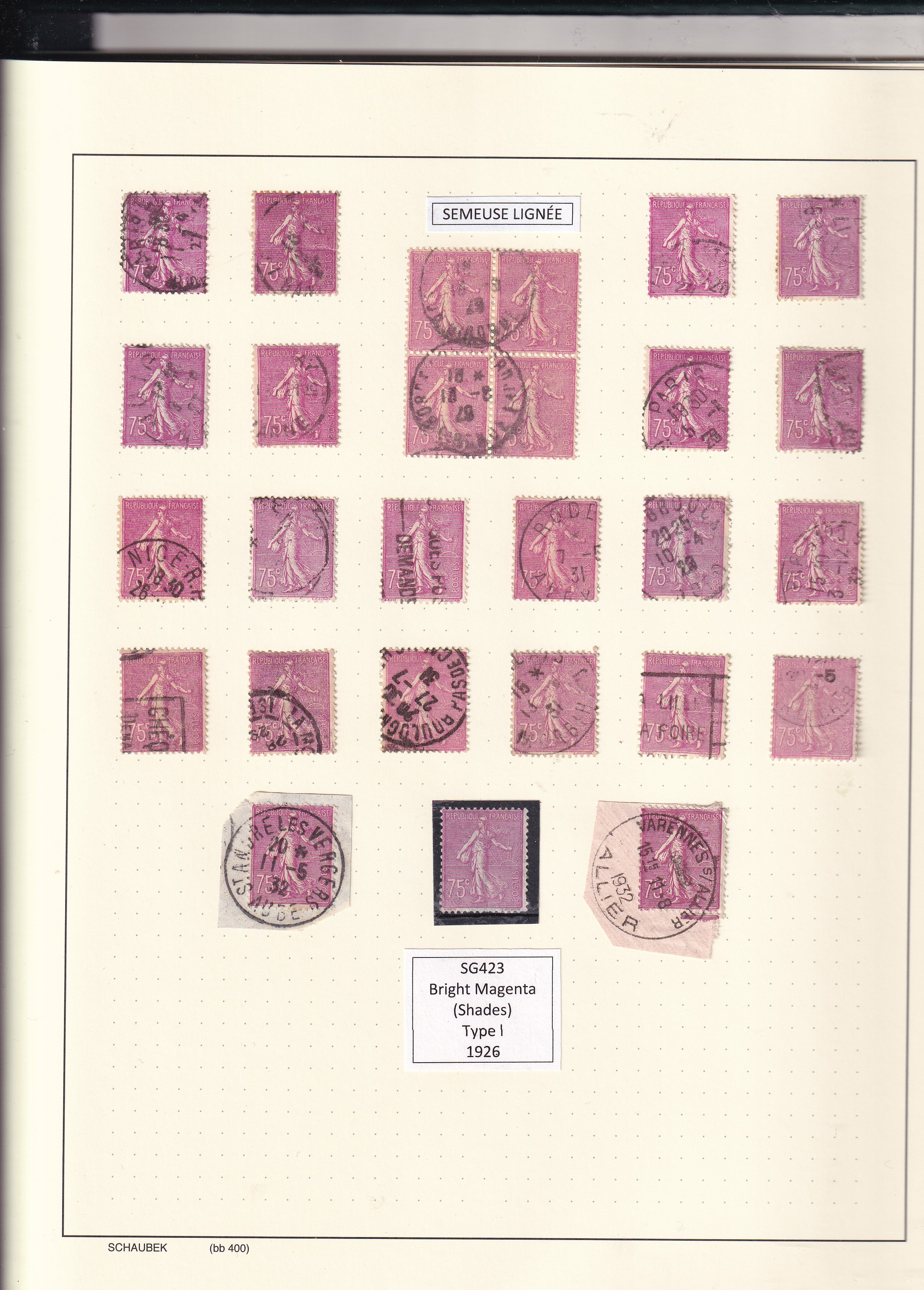 a collection of stamps in a book