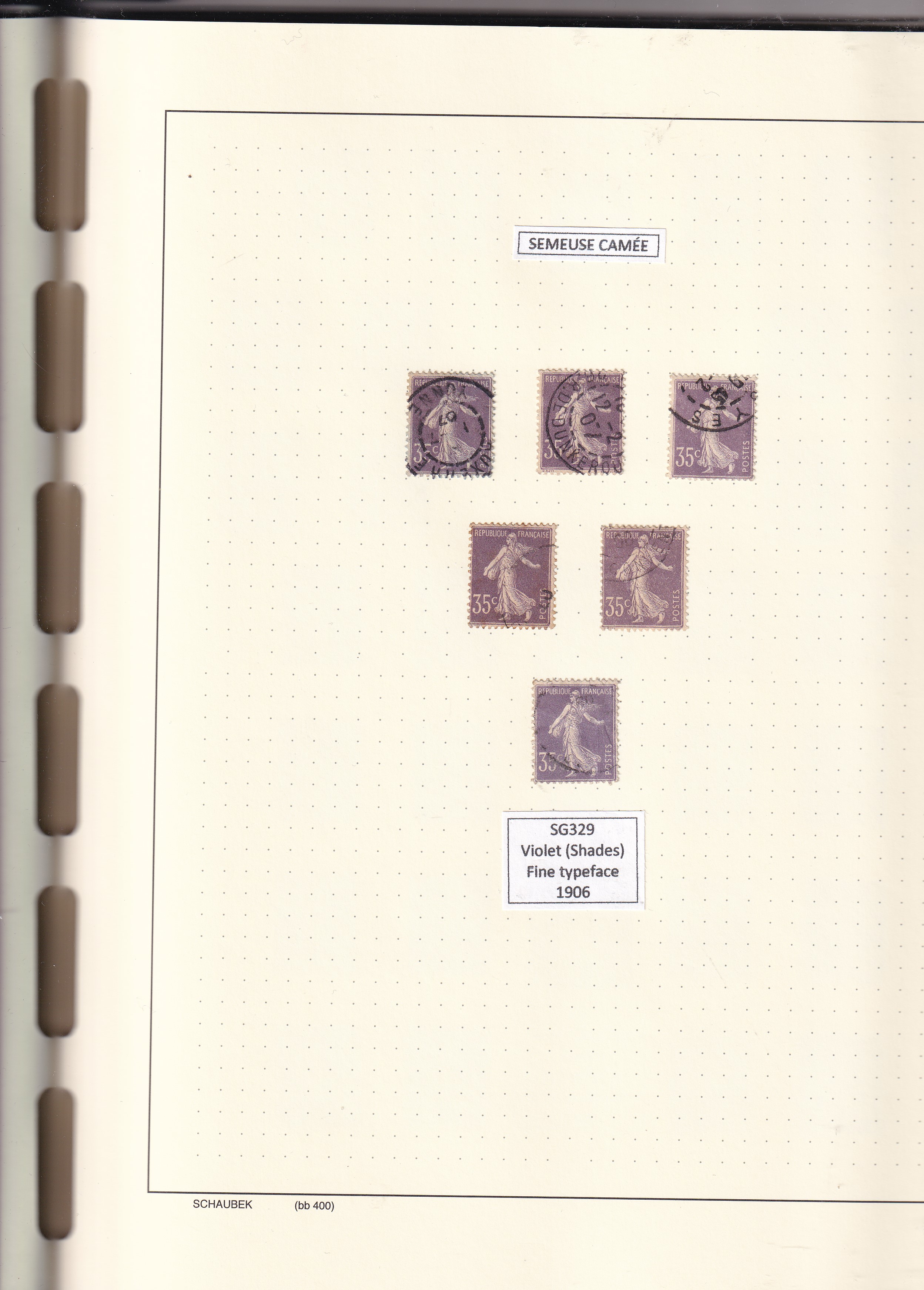 a page of a notebook with stamps