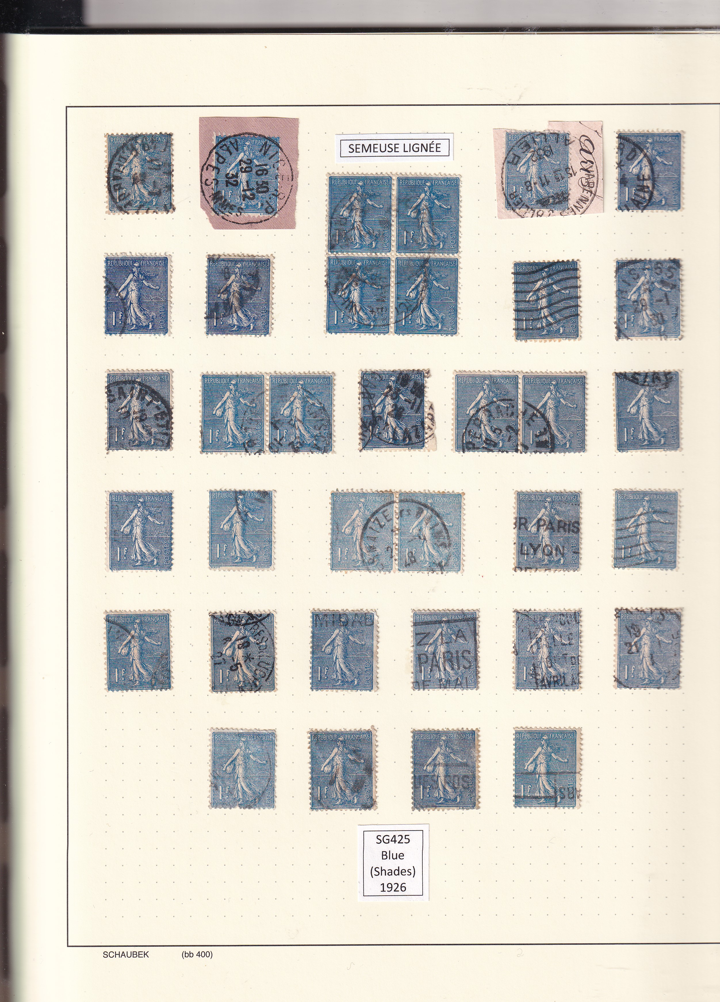 a collection of stamps in a book