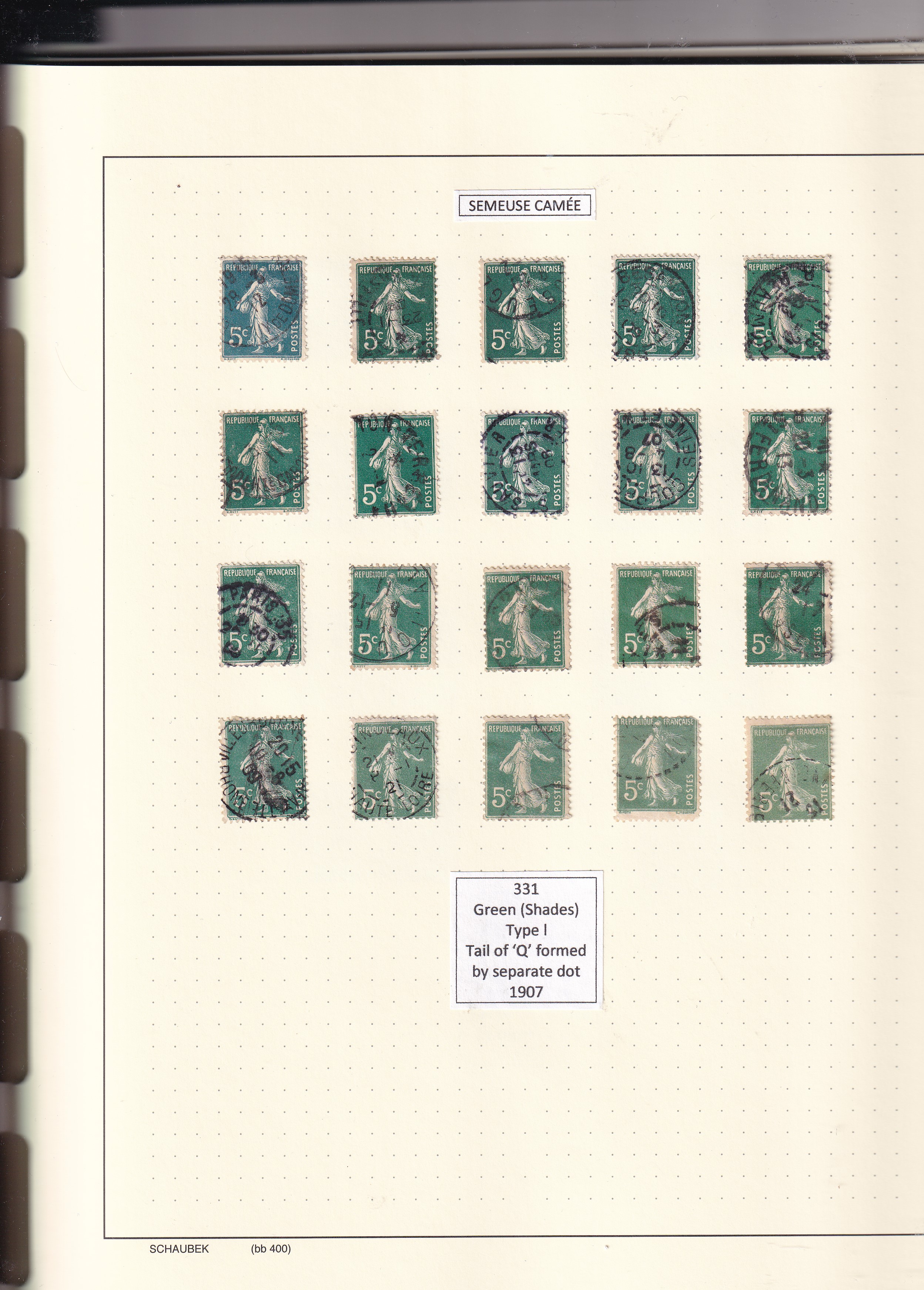 a collection of stamps in a album