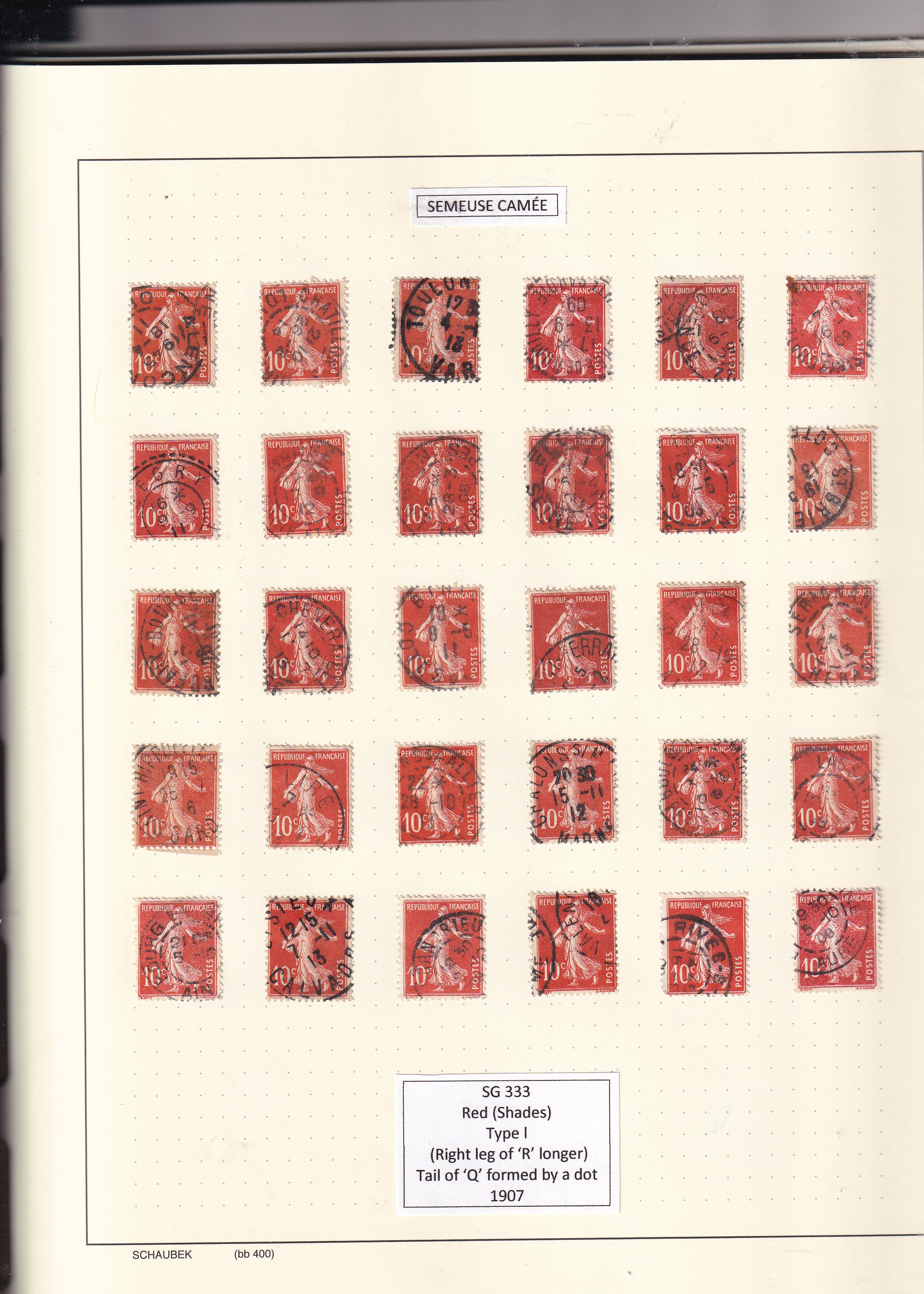 a collection of red stamps