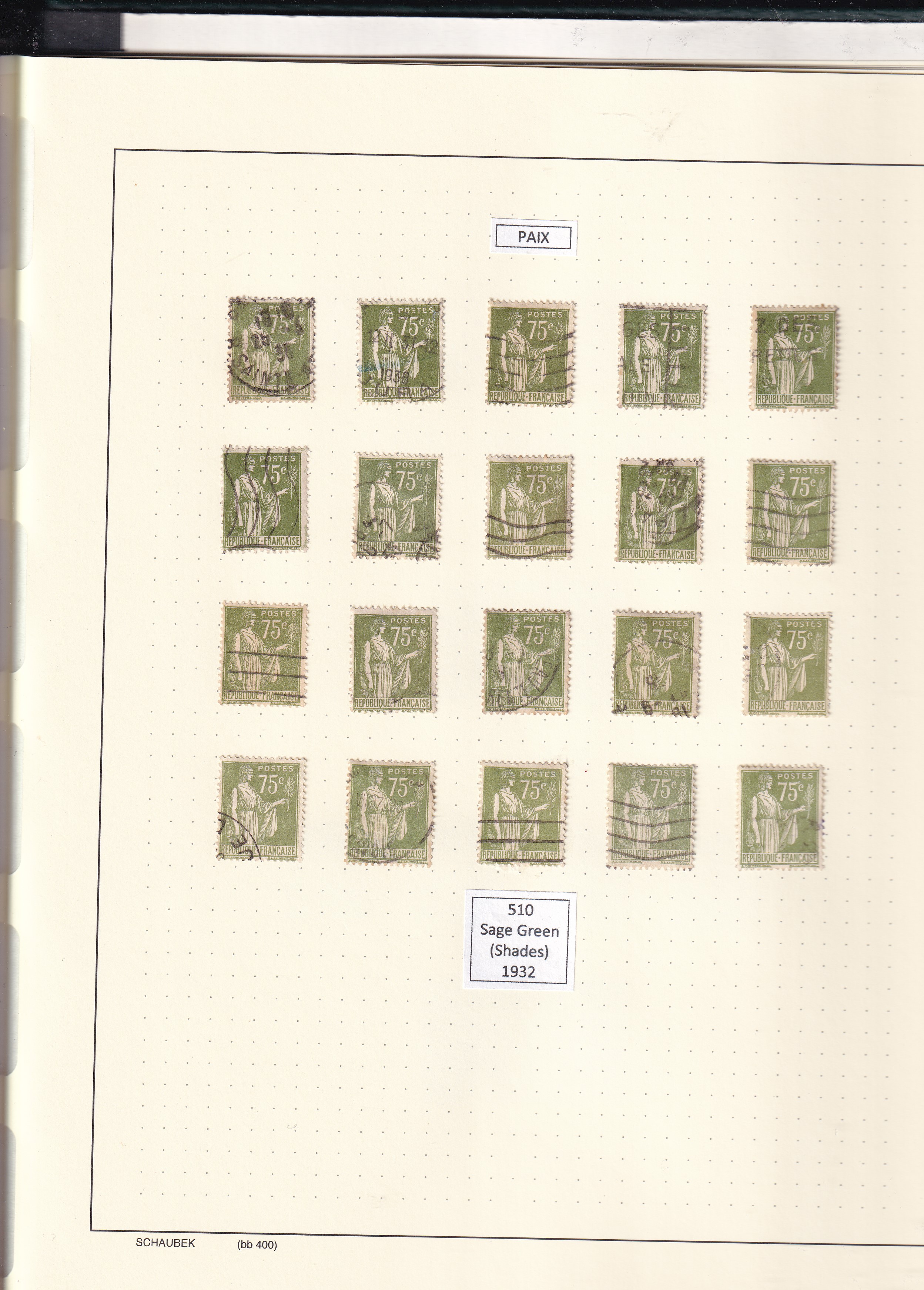 a collection of stamps in a notebook