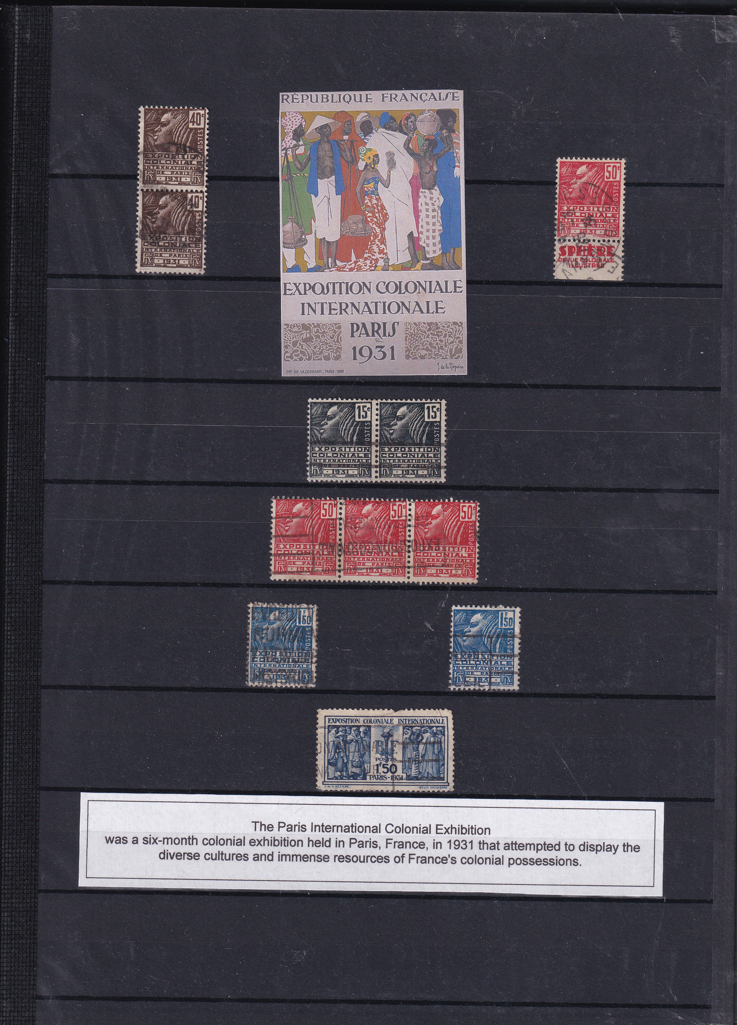 a group of postage stamps on a black board