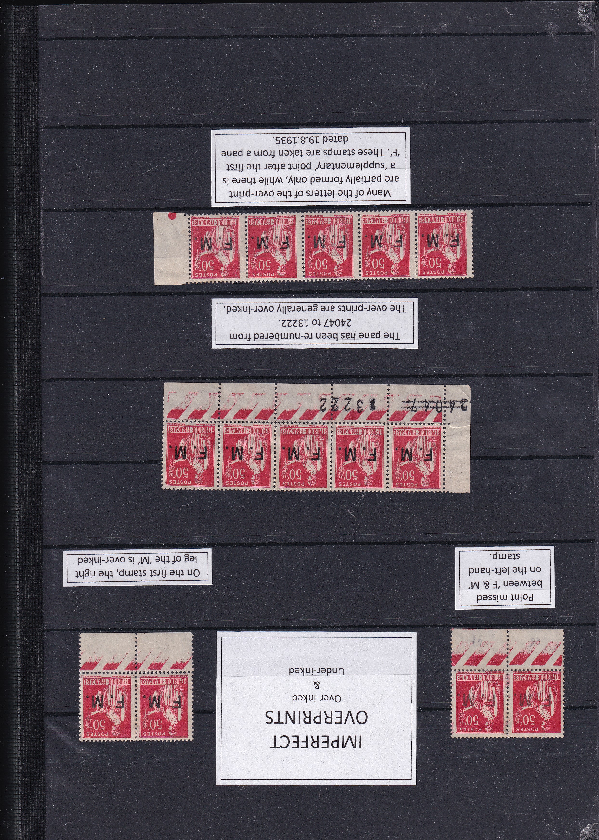 postage stamps on a black board