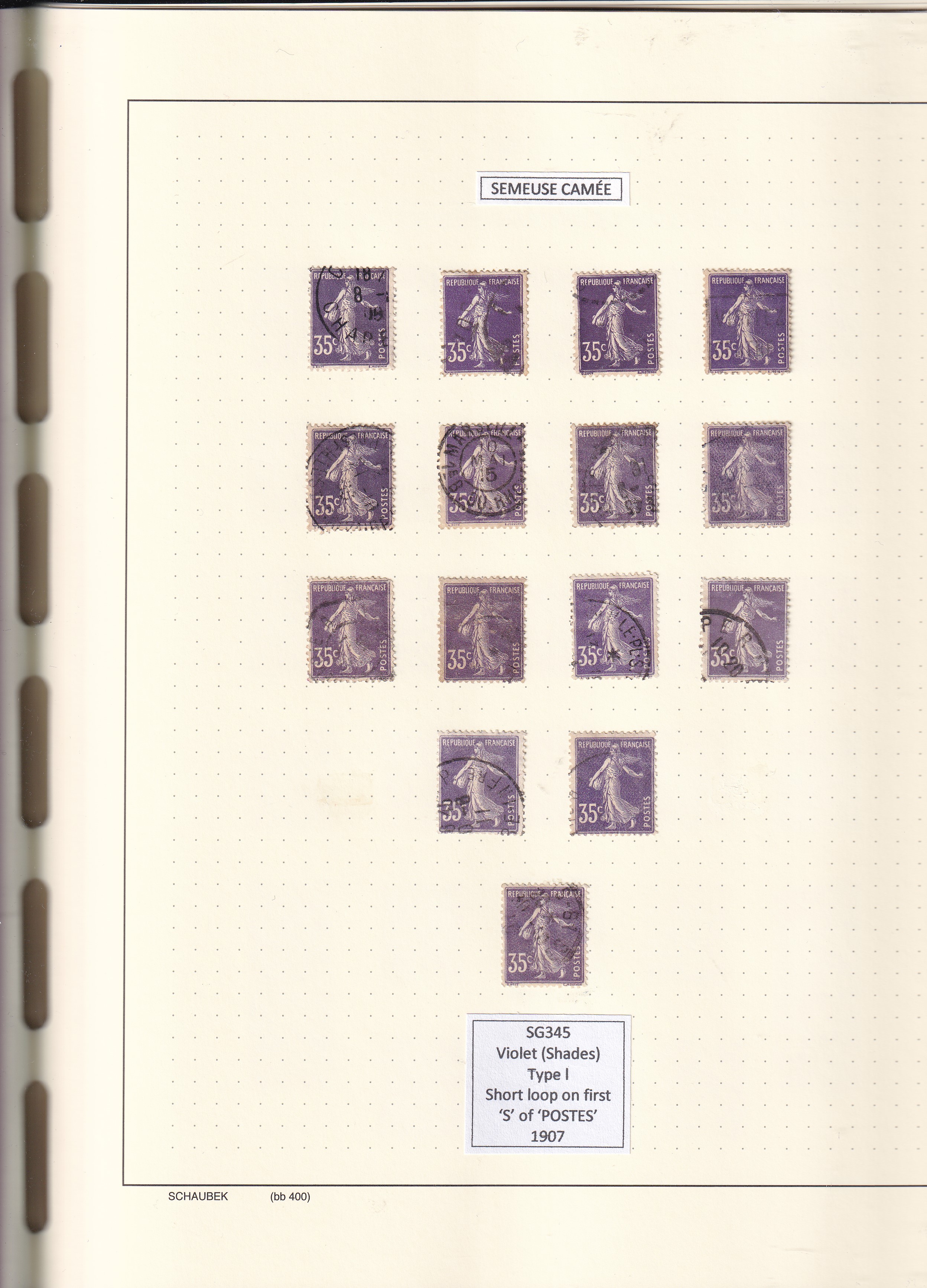 a collection of postage stamps in a notebook