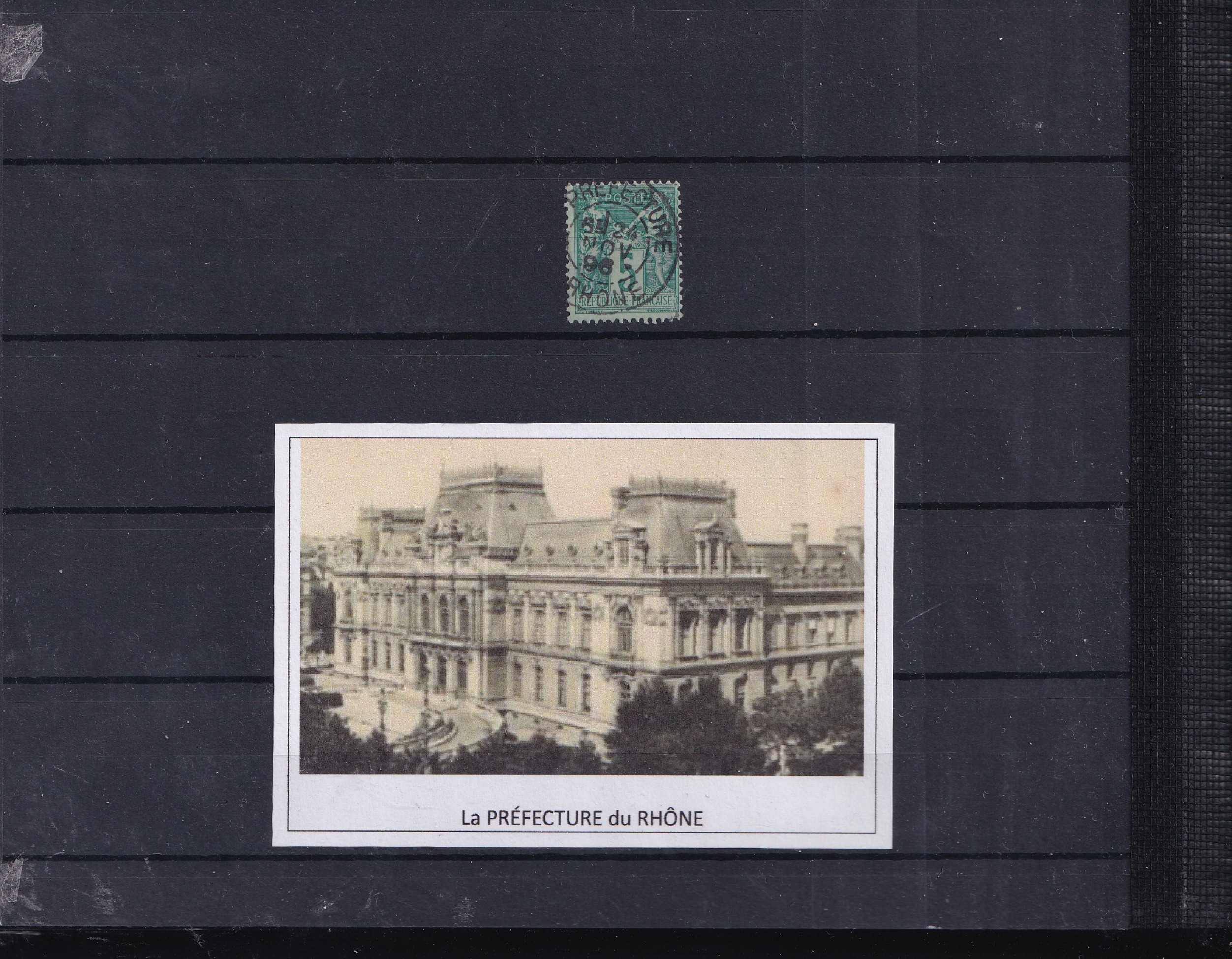 a postage stamp with a picture of a building