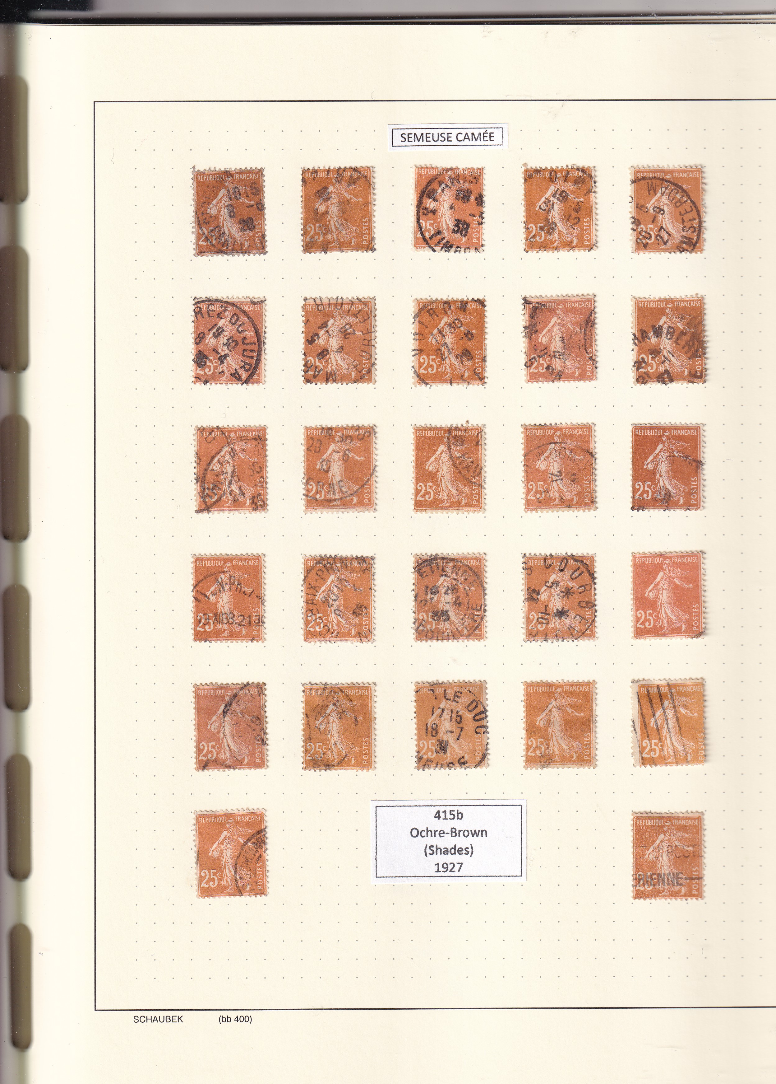 a collection of stamps in a notebook