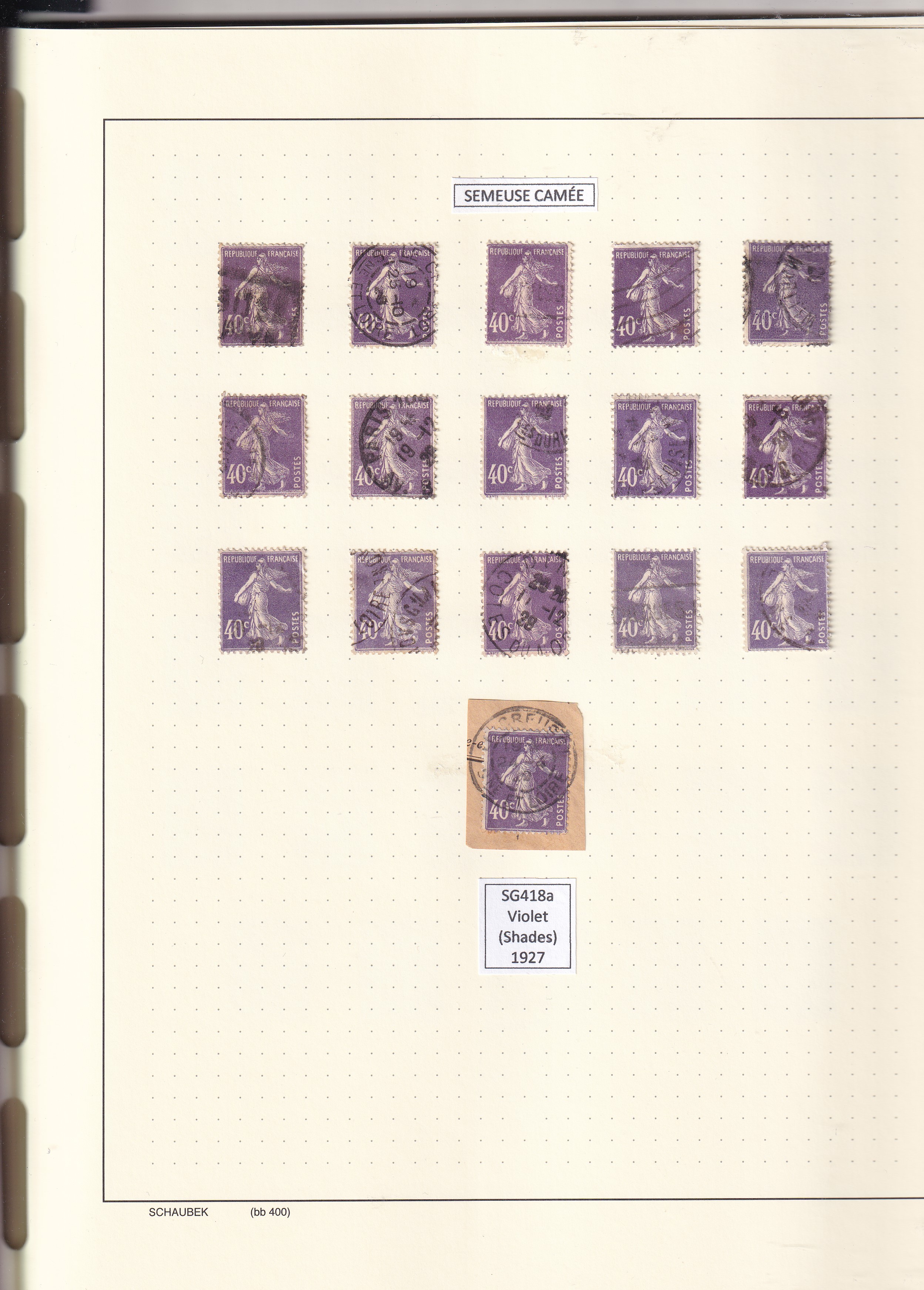 a collection of stamps in a notebook