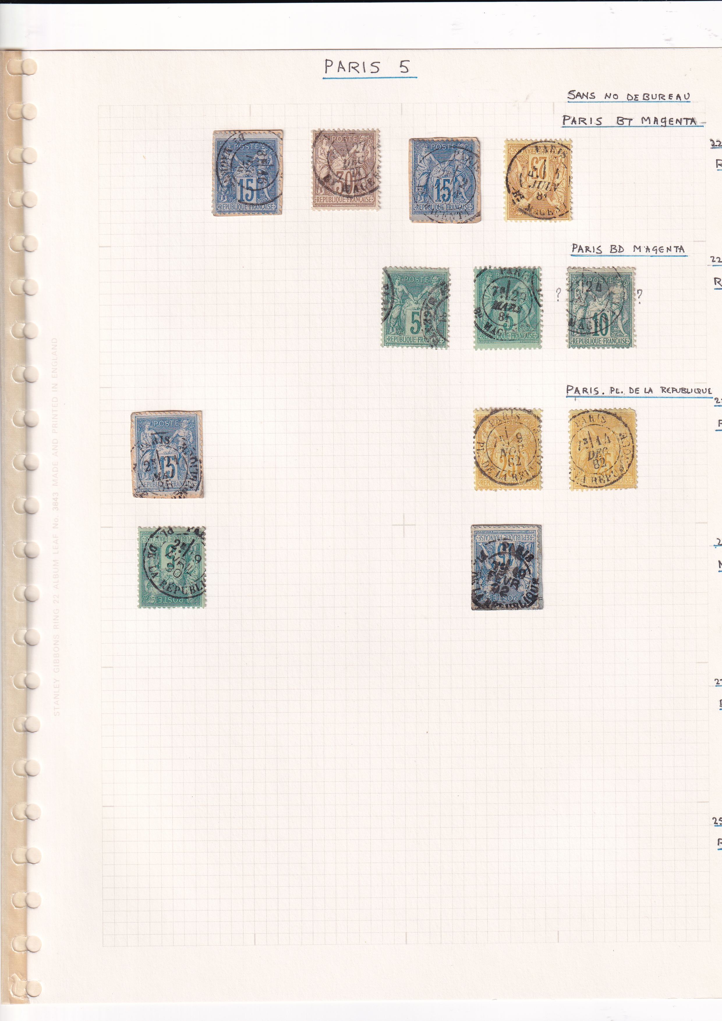 a collection of stamps on a grid paper