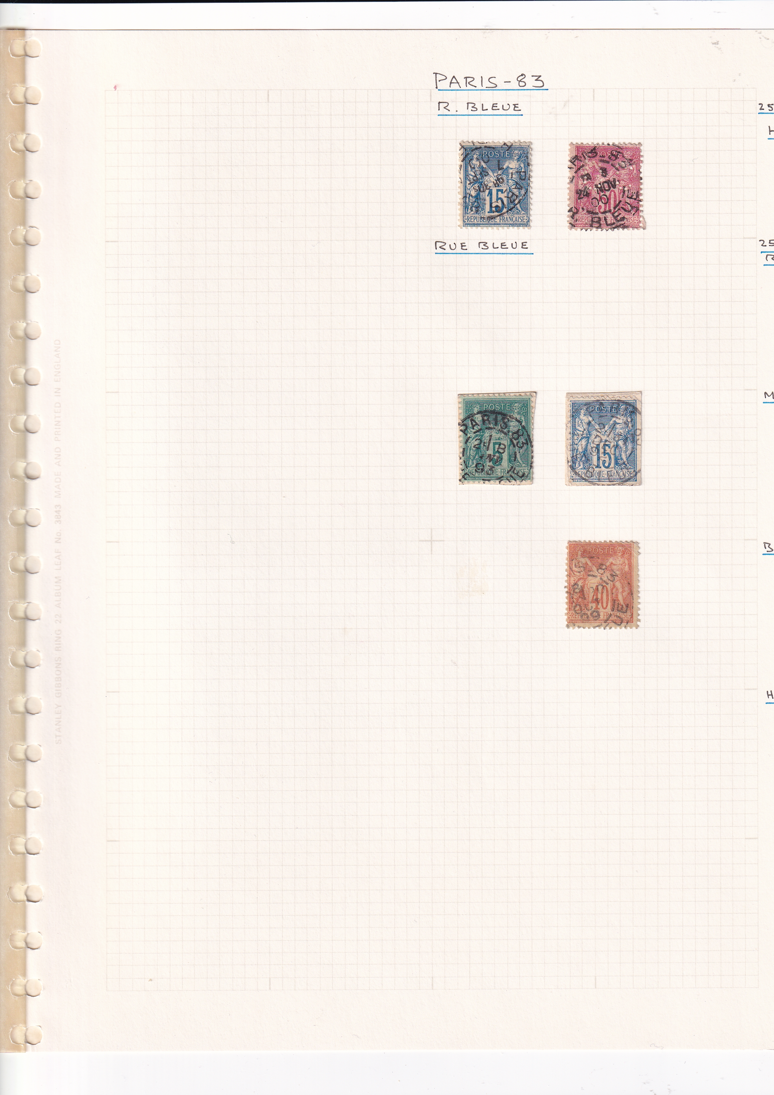 a page of a book with stamps