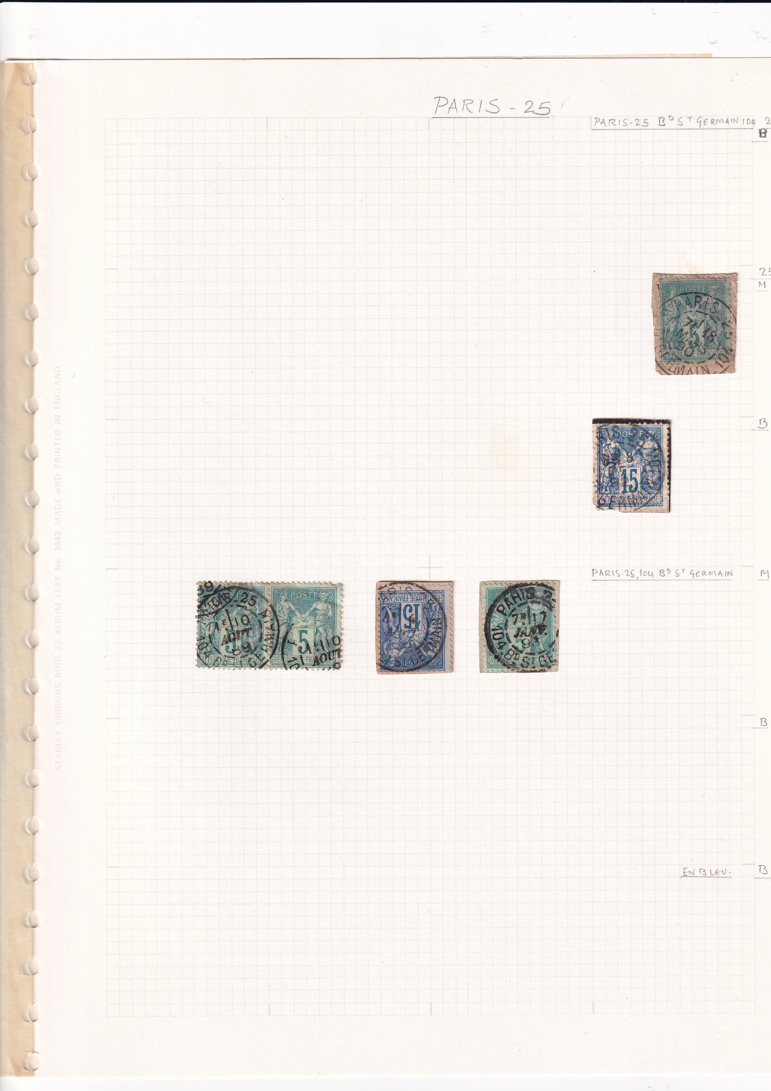 a group of stamps on a graph paper