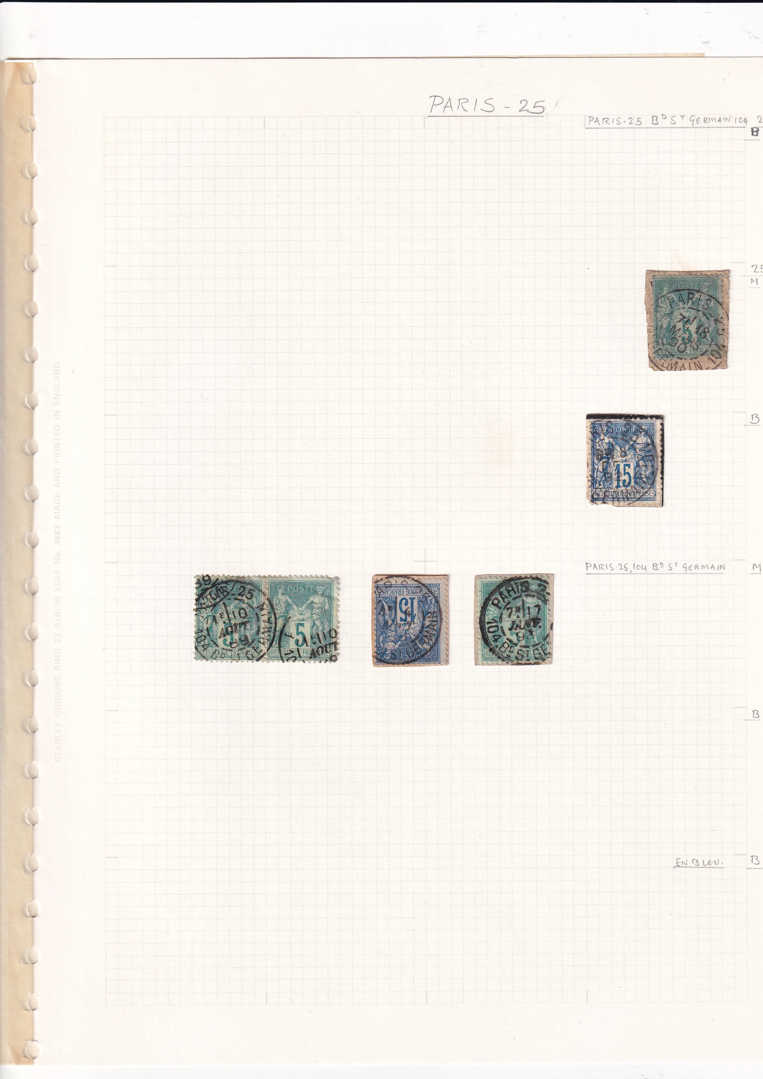 a group of stamps on a graph paper