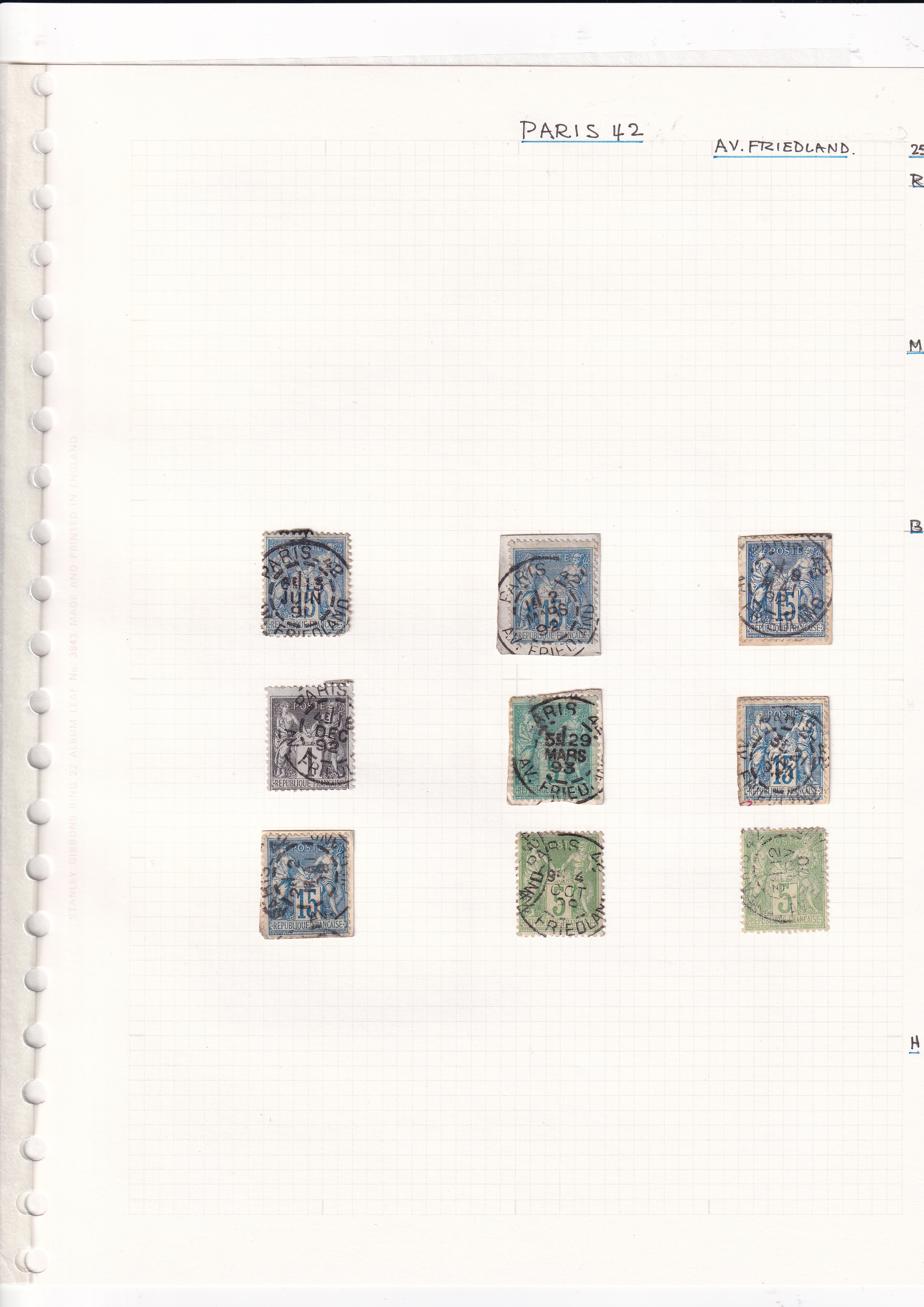 a collection of stamps in a notebook