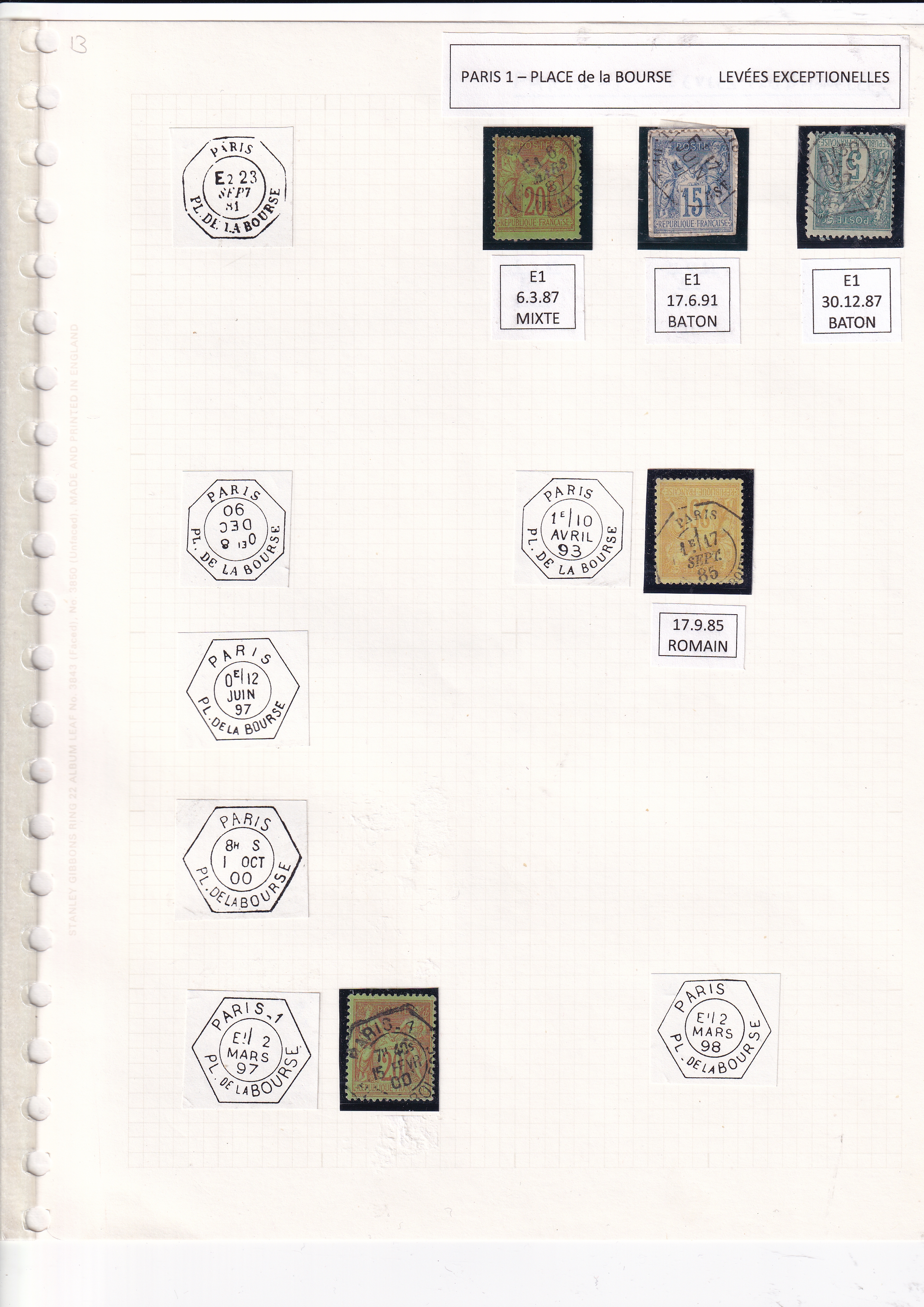 a collection of stamps on a white sheet