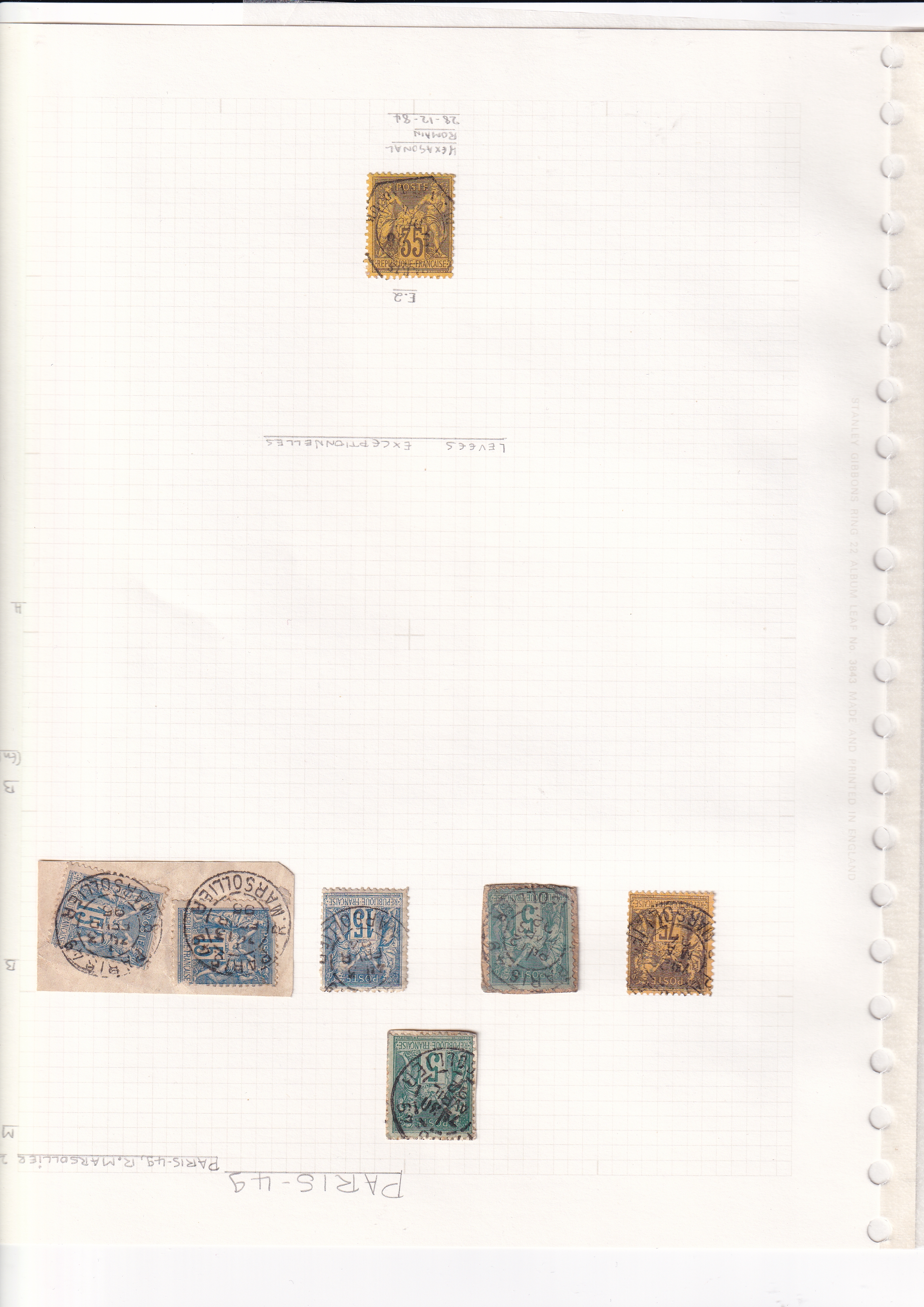 a collection of stamps on a graph paper