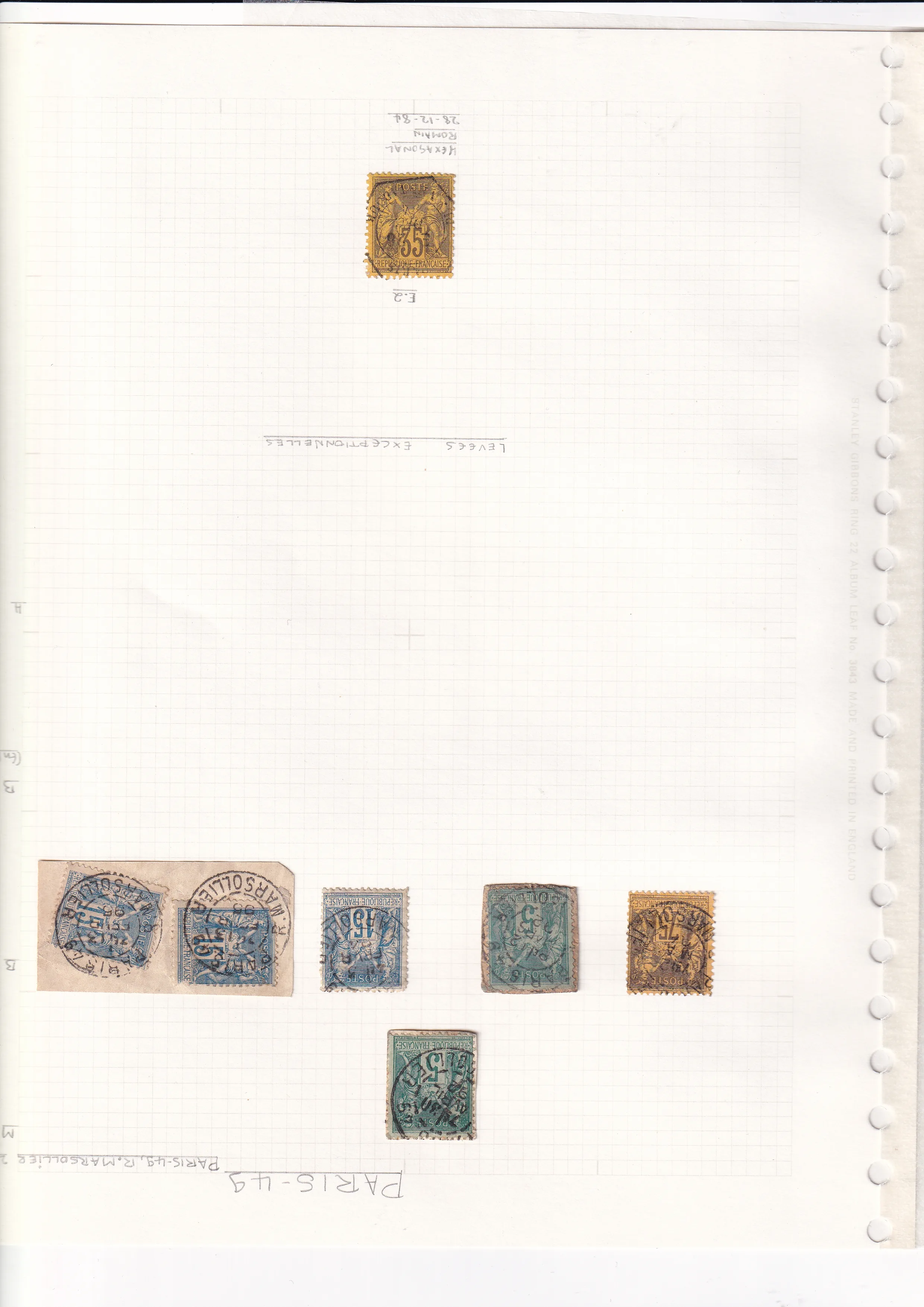 a collection of stamps on a graph paper