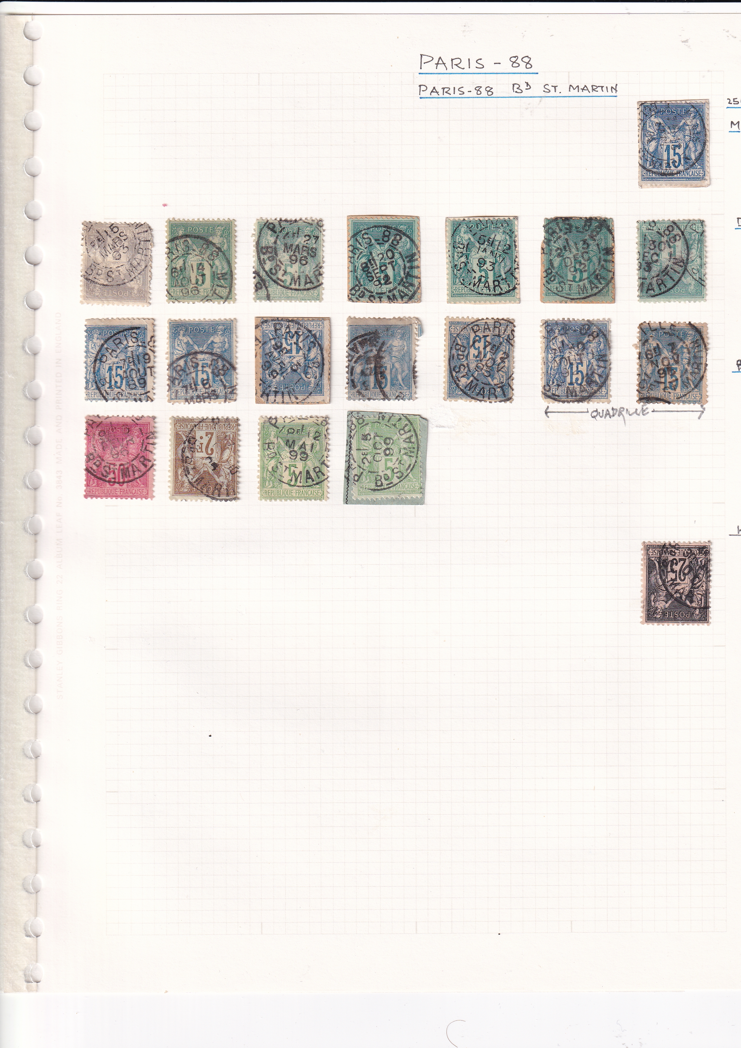 a collection of stamps on a white sheet of paper