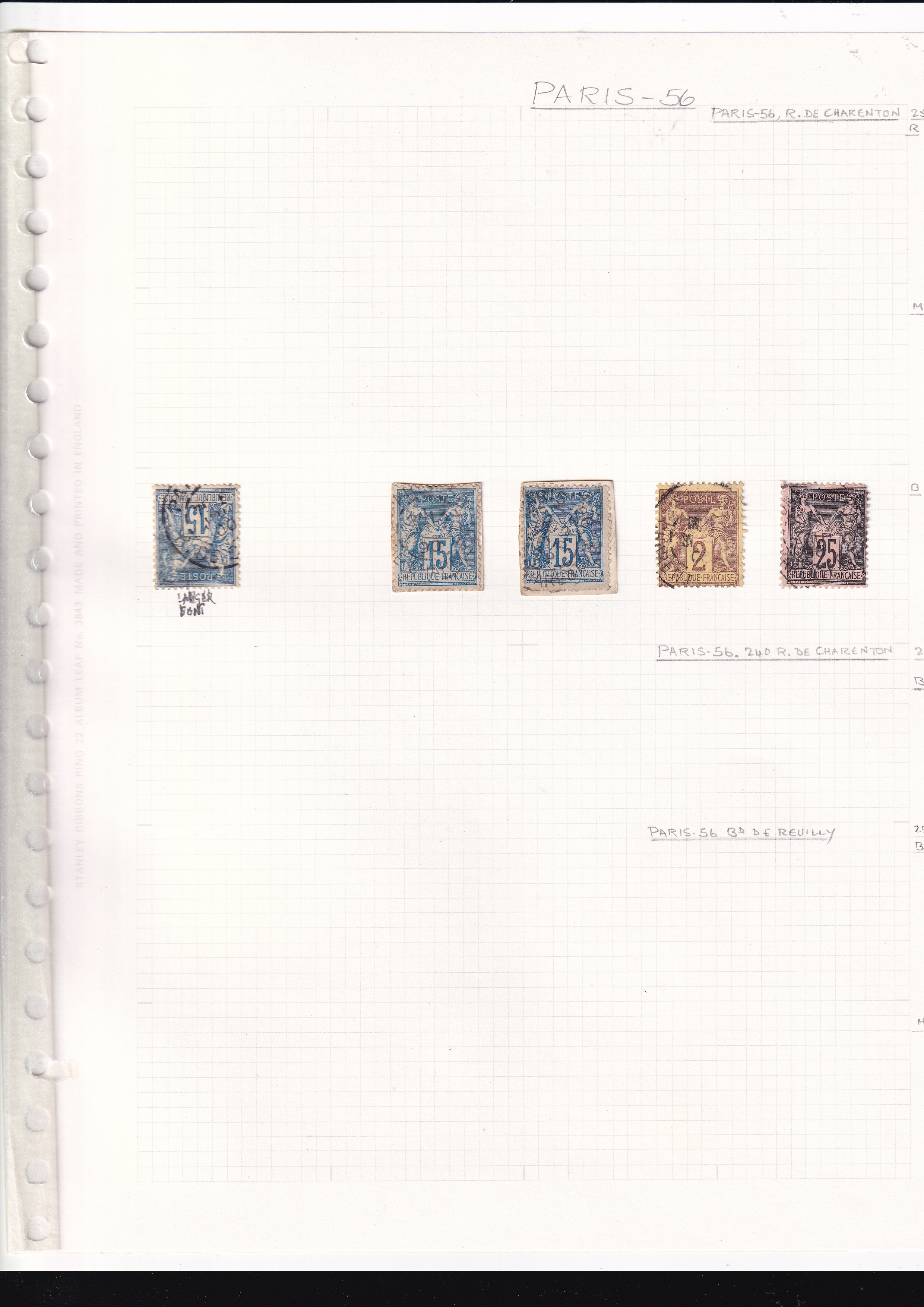 a row of postage stamps on a grid