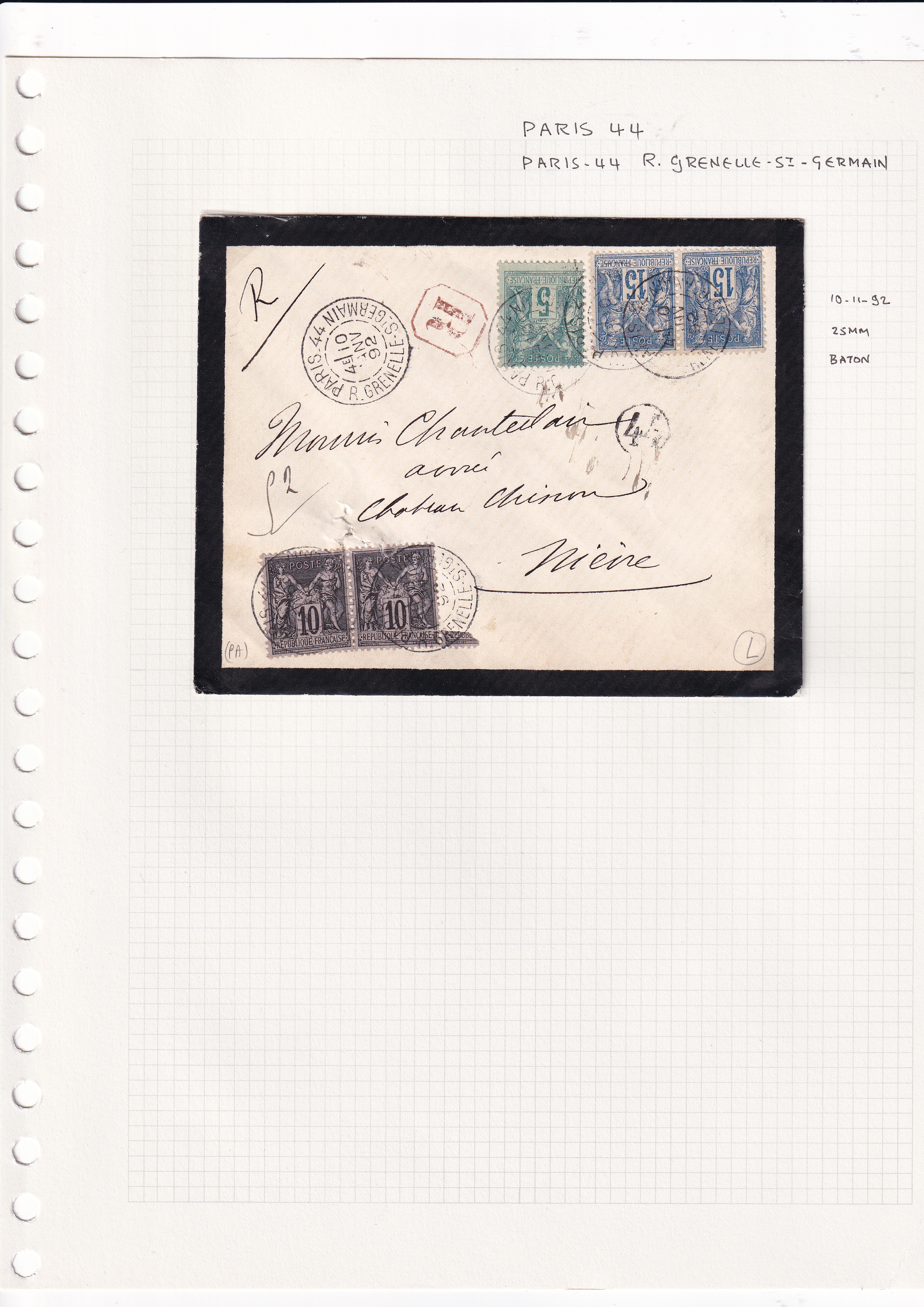 a piece of paper with stamps on it