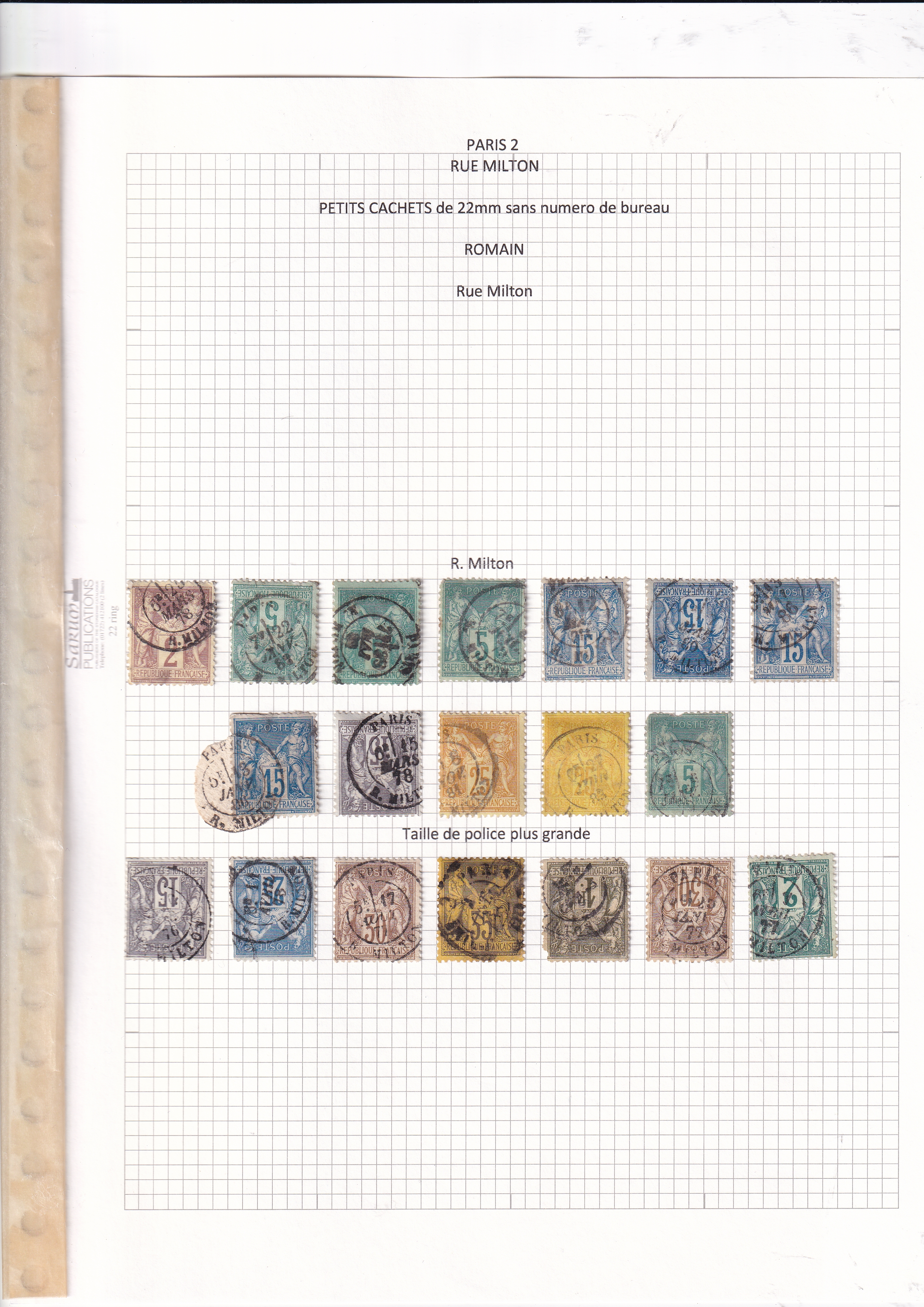 a collection of stamps on a paper